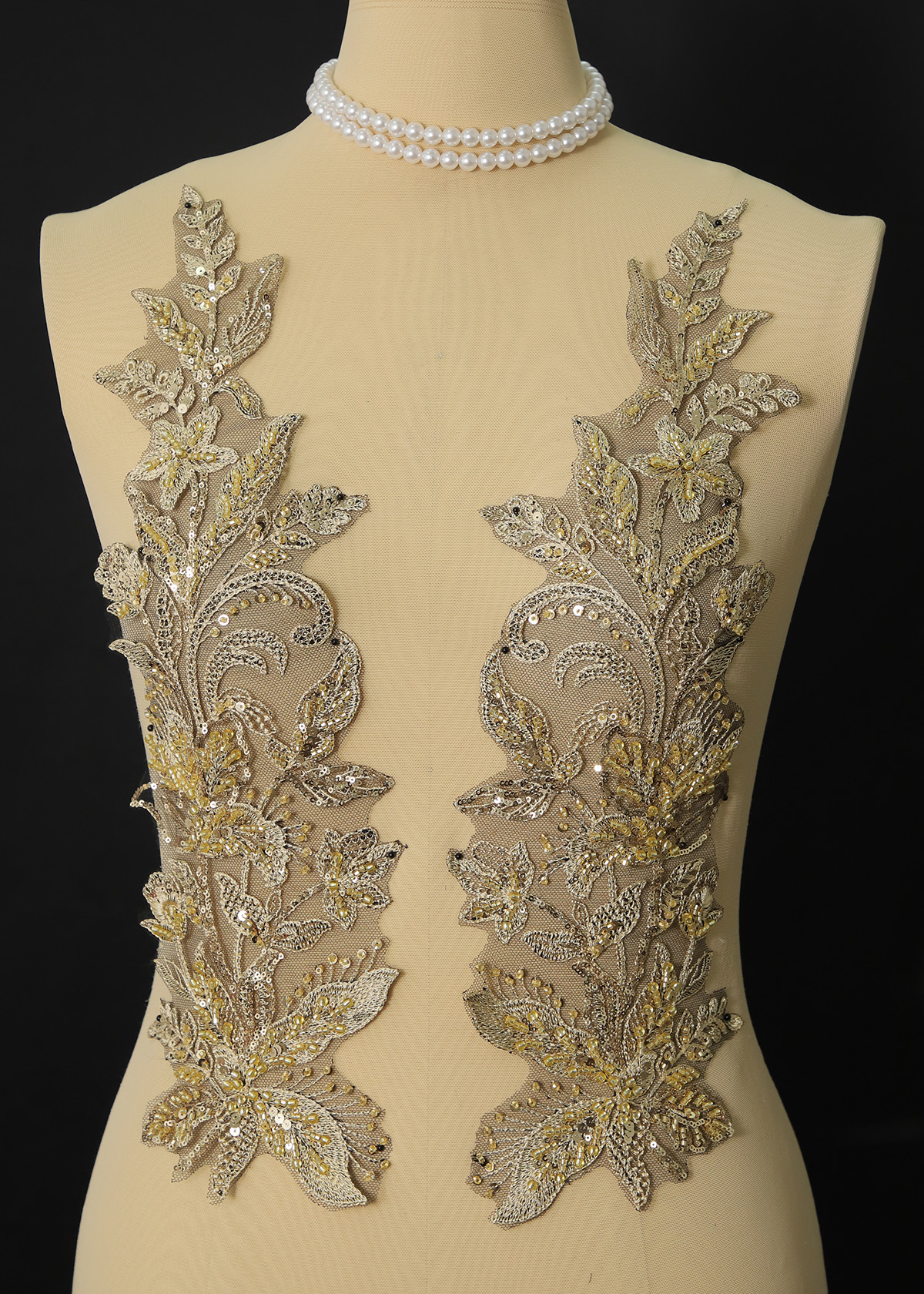 Yanzi beaded sequin embroidery applique floral (YZOH198)