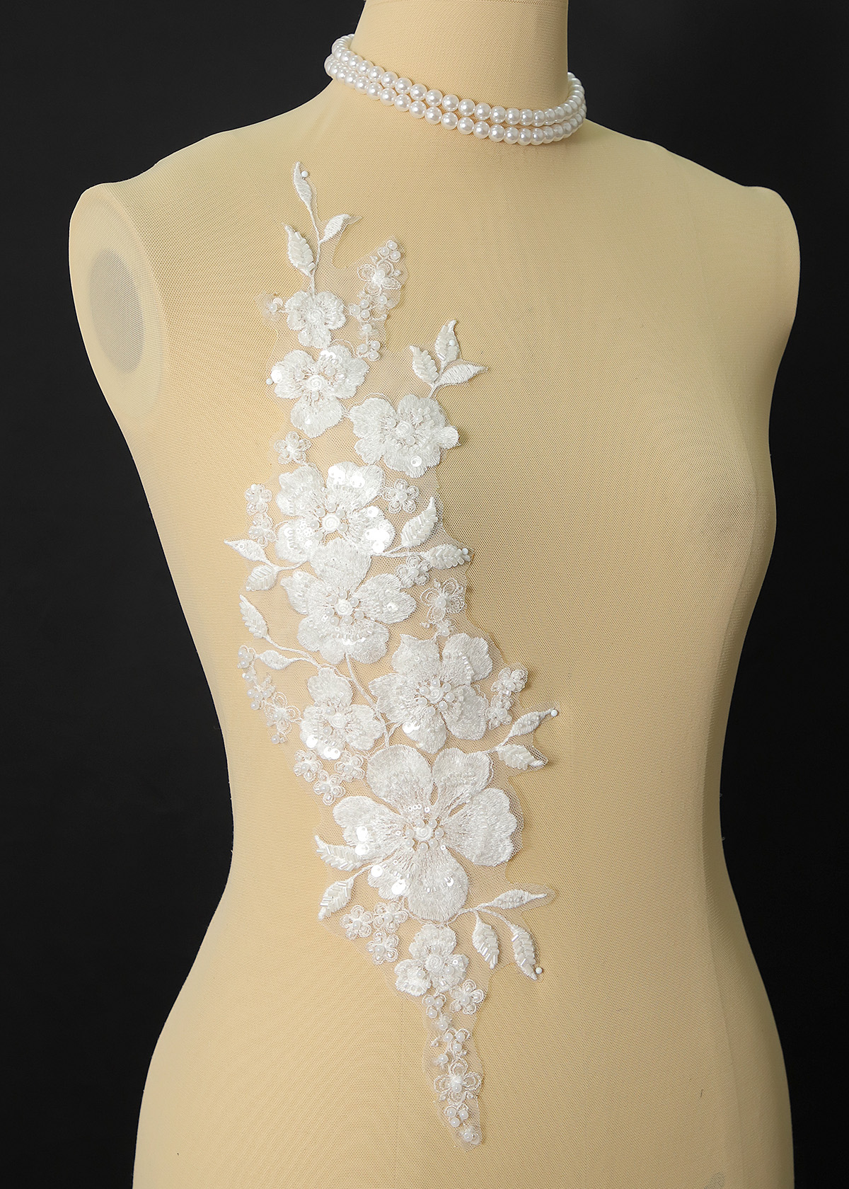 Yanzi beaded sequin embroidery applique floral (YZOH221)