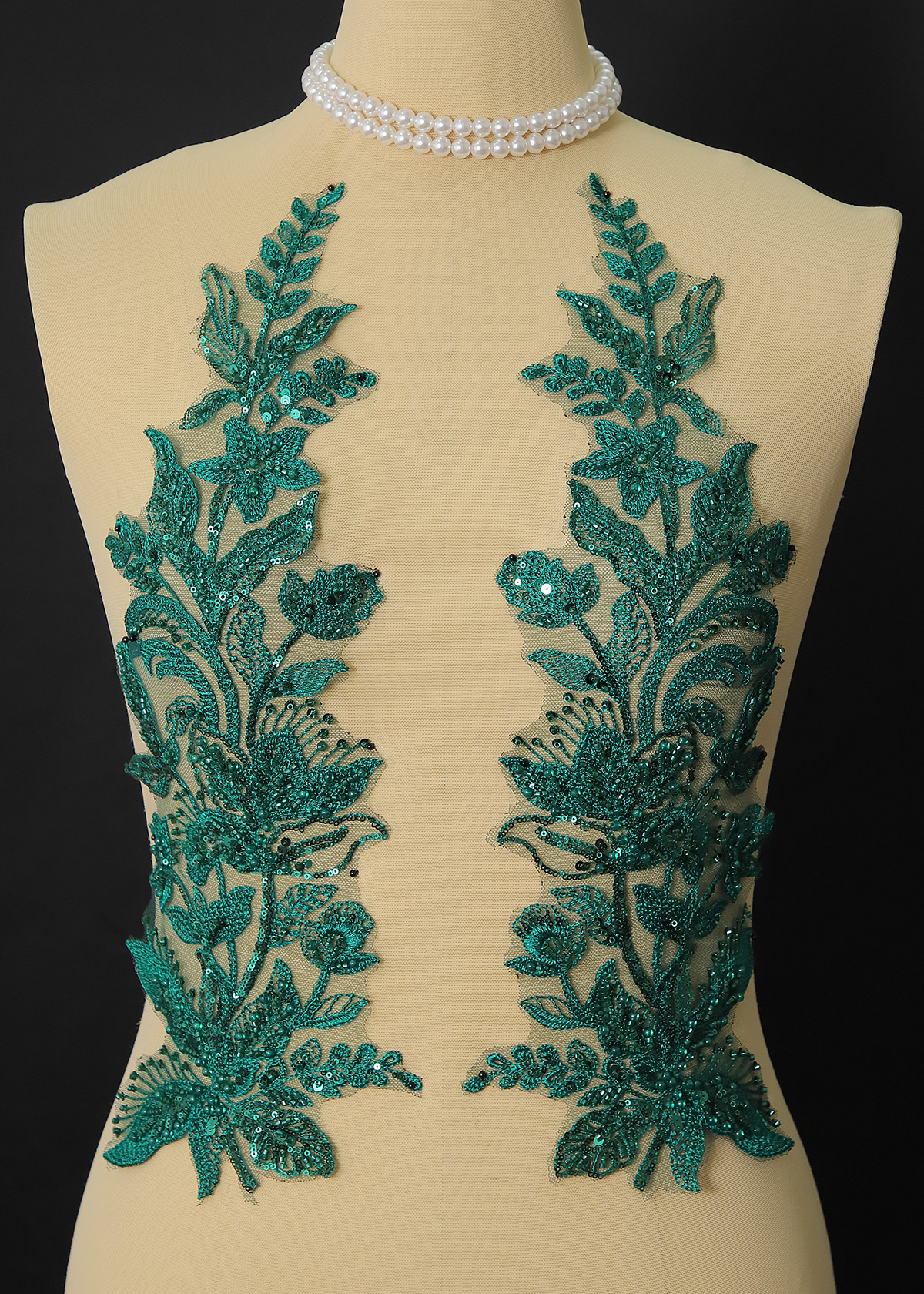 Yanzi beaded sequin embroidery applique floral (YZOH198)