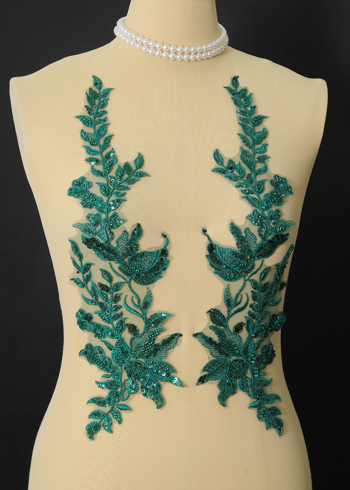 Yanzi beaded sequin embroidery applique floral (YZOH196)