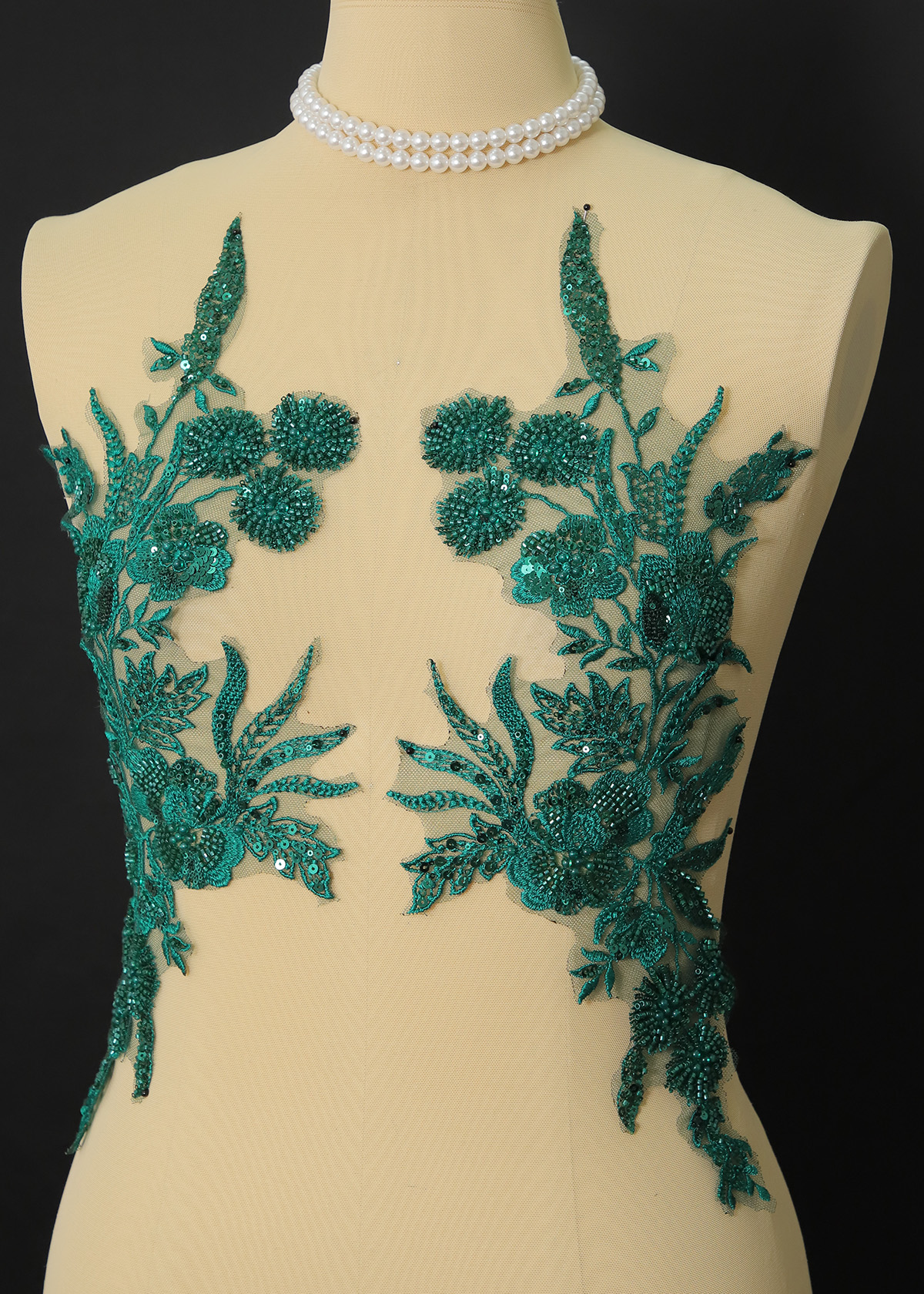 Yanzi beaded sequin embroidery applique floral (YZOH199)