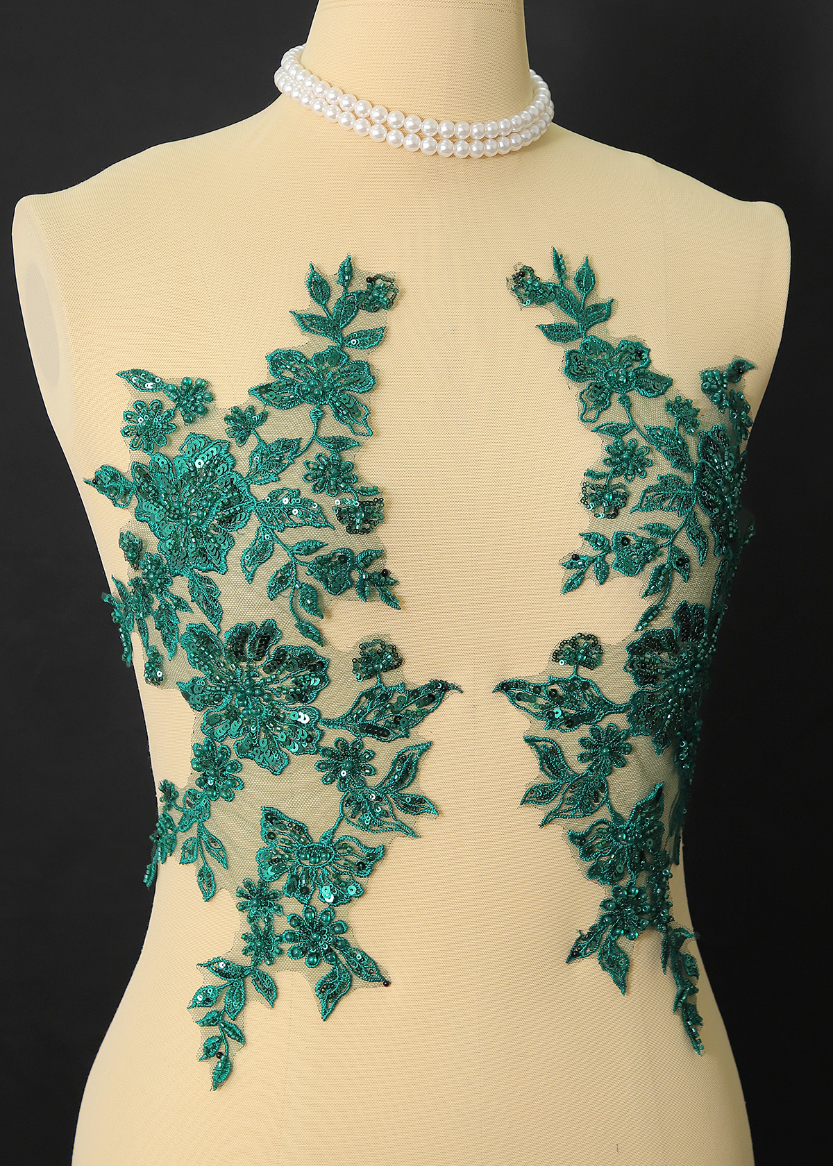 Yanzi beaded sequin embroidery applique floral (YZOH223)
