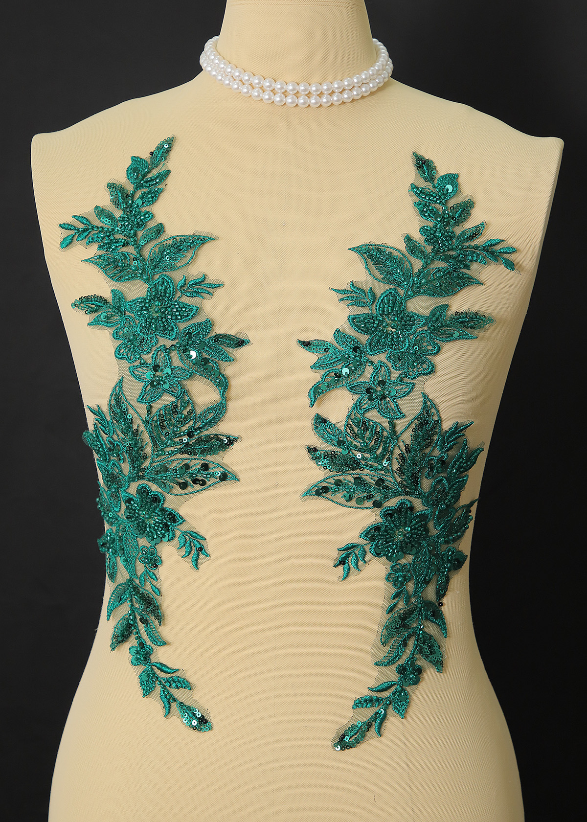 Yanzi beaded sequin embroidery applique floral (YZOH193)