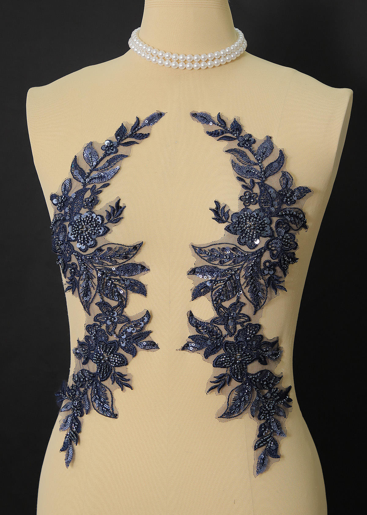 Yanzi beaded sequin embroidery applique floral (YZOH193)