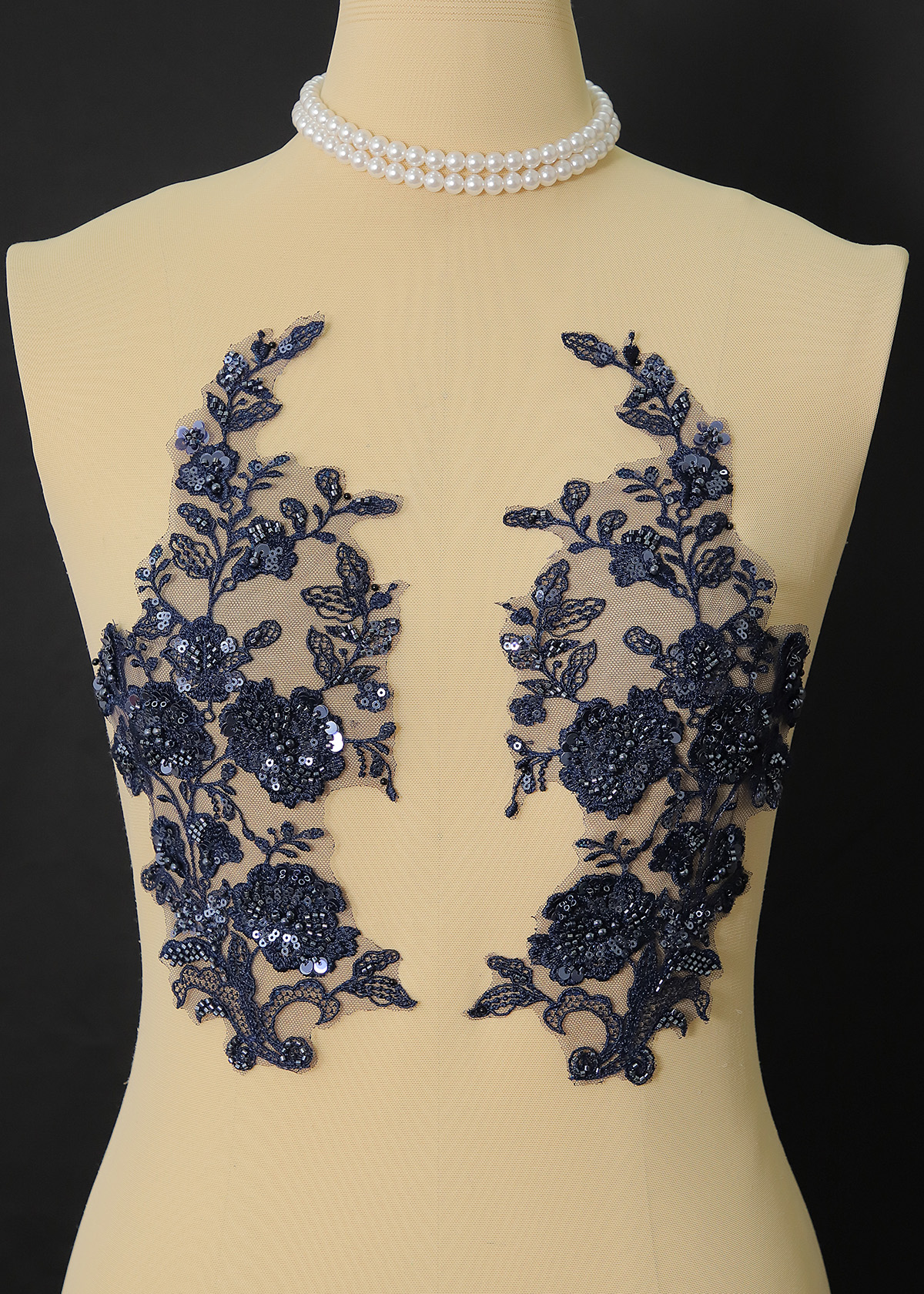 Yanzi beaded sequin embroidery applique floral (YZOH191)
