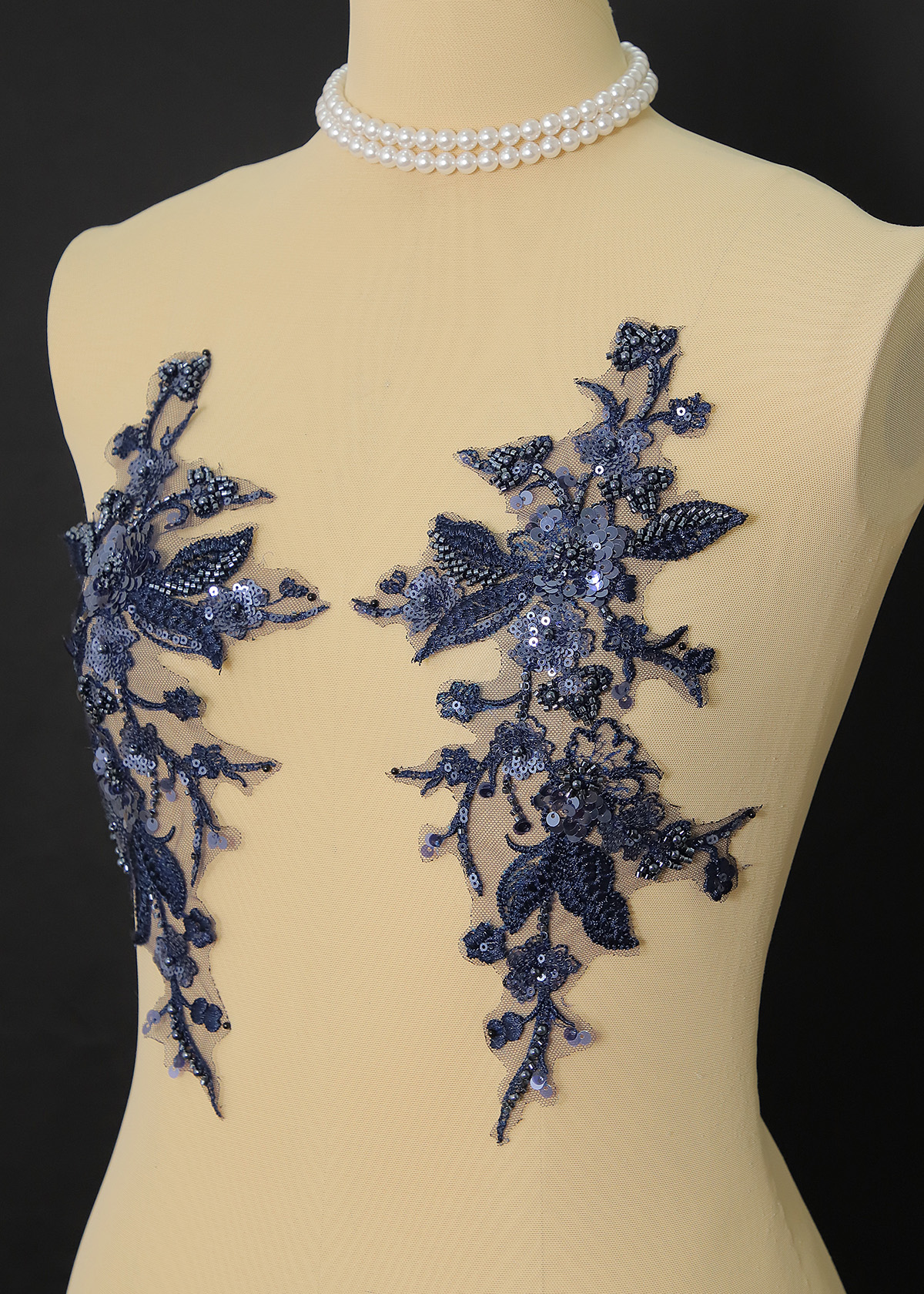 Yanzi beaded sequin embroidery applique floral (YZOH195)