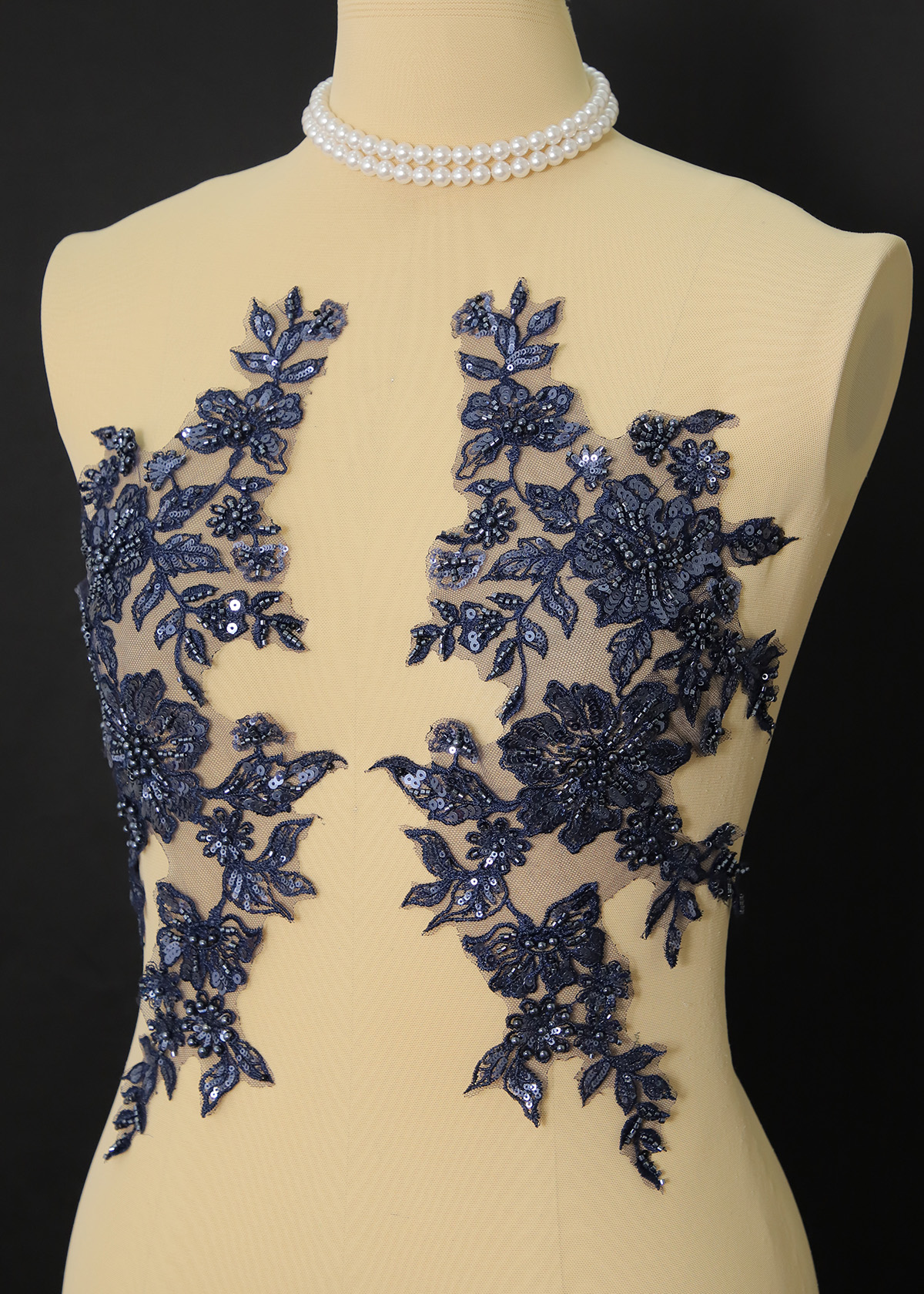Yanzi beaded sequin embroidery applique floral (YZOH223)