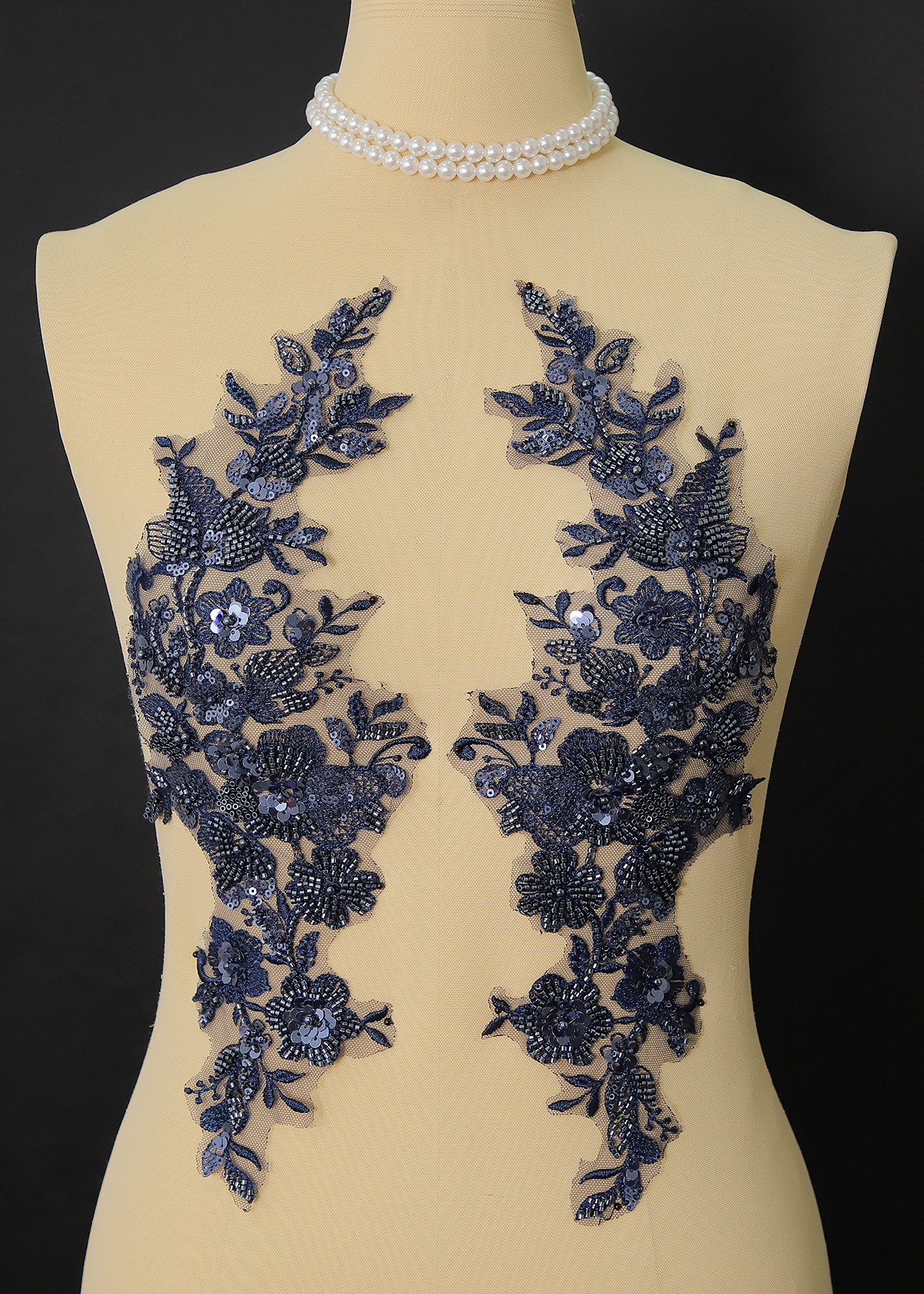 Yanzi beaded sequin embroidery applique floral (YZOH194)