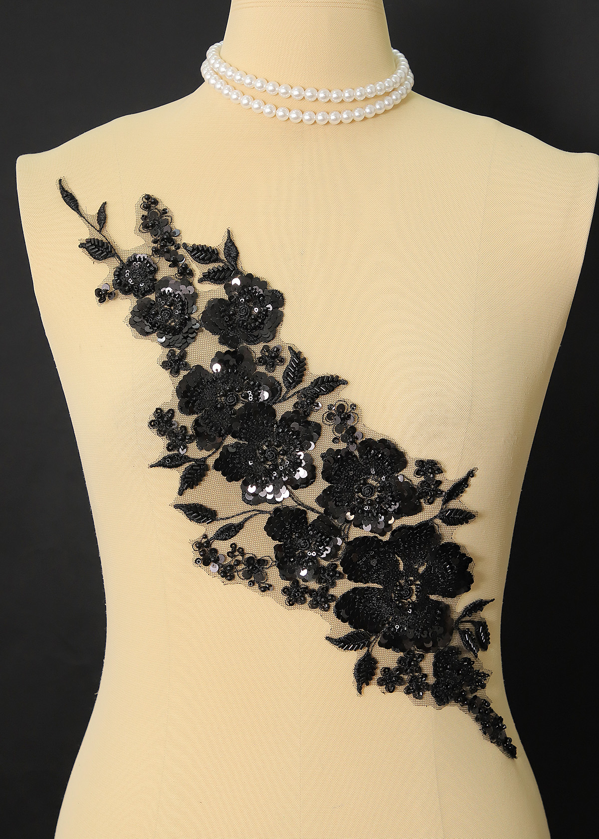 Yanzi beaded sequin embroidery applique floral (YZOH221)