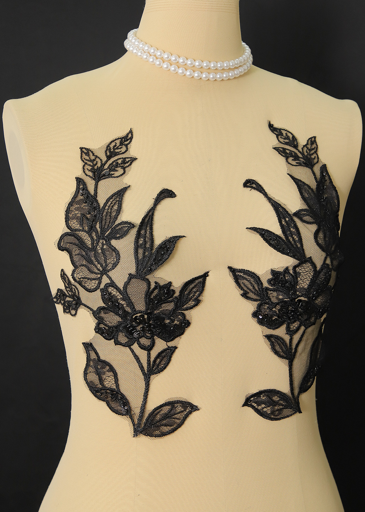 Yanzi beaded sequin embroidery applique floral (YZOH216)