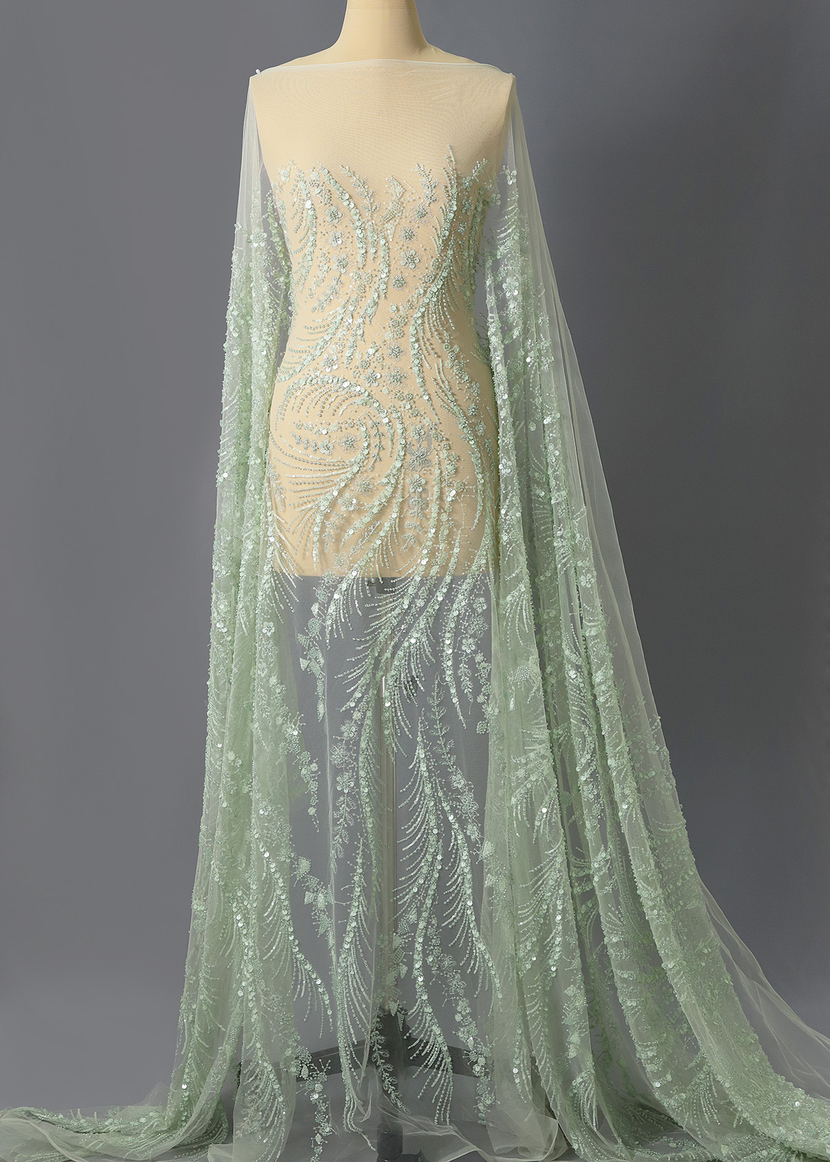 Yanzi colorful beaded lace dress fabric (YZZX288）
