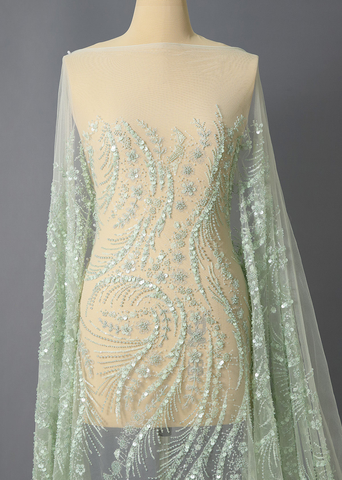 Yanzi colorful beaded lace dress fabric (YZZX288）