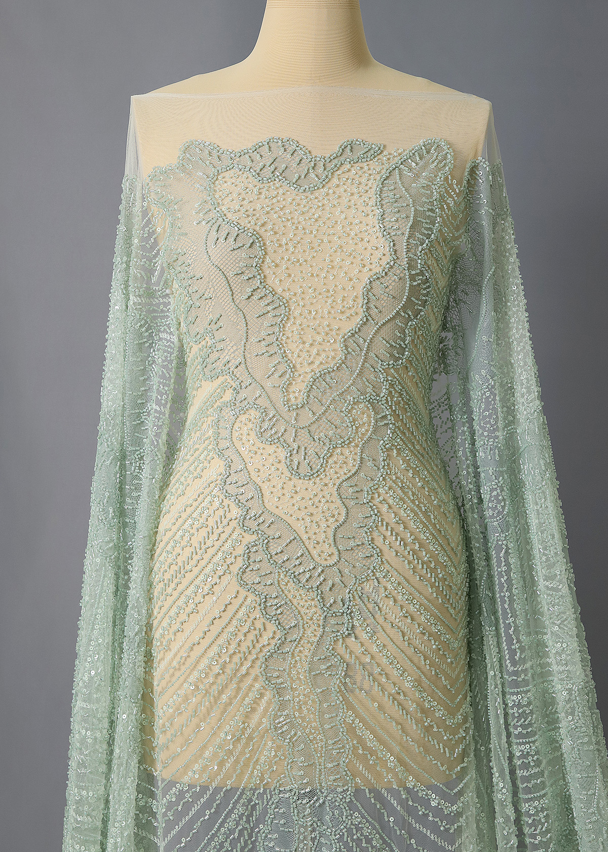 Yanzi colorful beaded lace dress fabric (YZZX266）