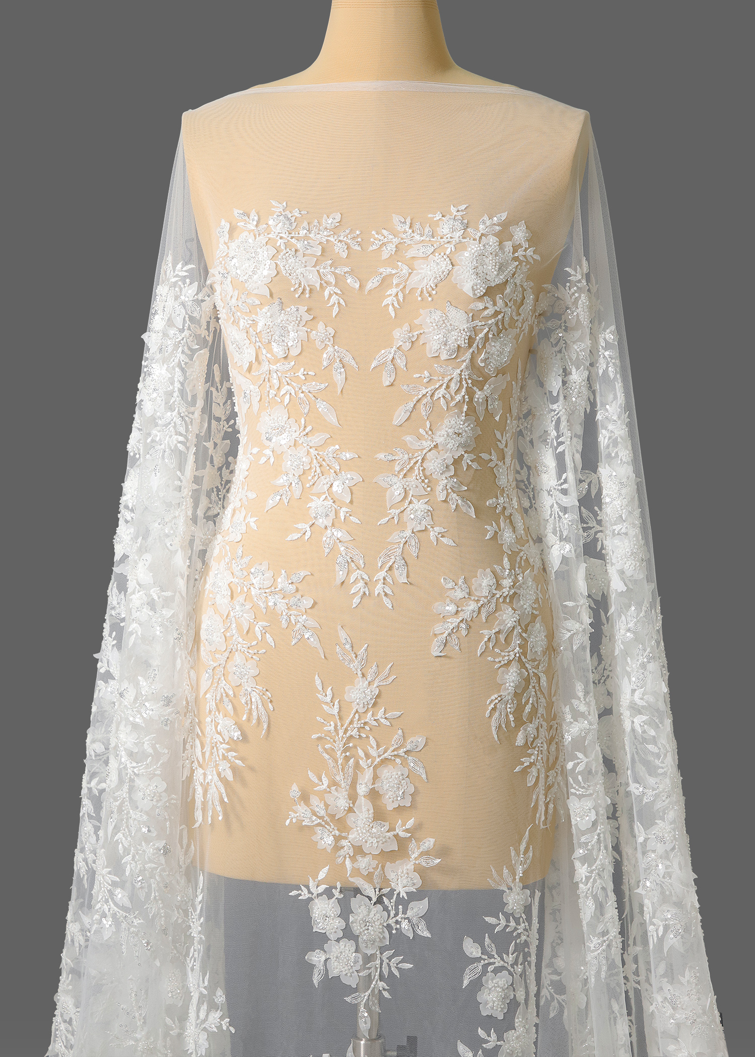 Yanzi floral Laser beaded sequin embroidered lace (YZZX449)