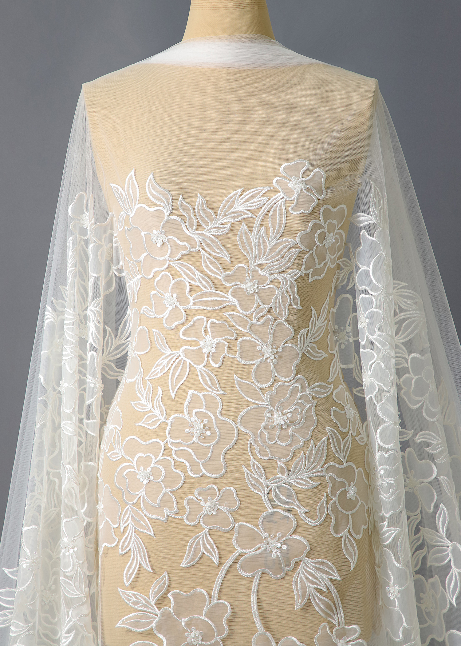 Yanzi floral Laser beaded sequin embroidered lace (YZZX285)