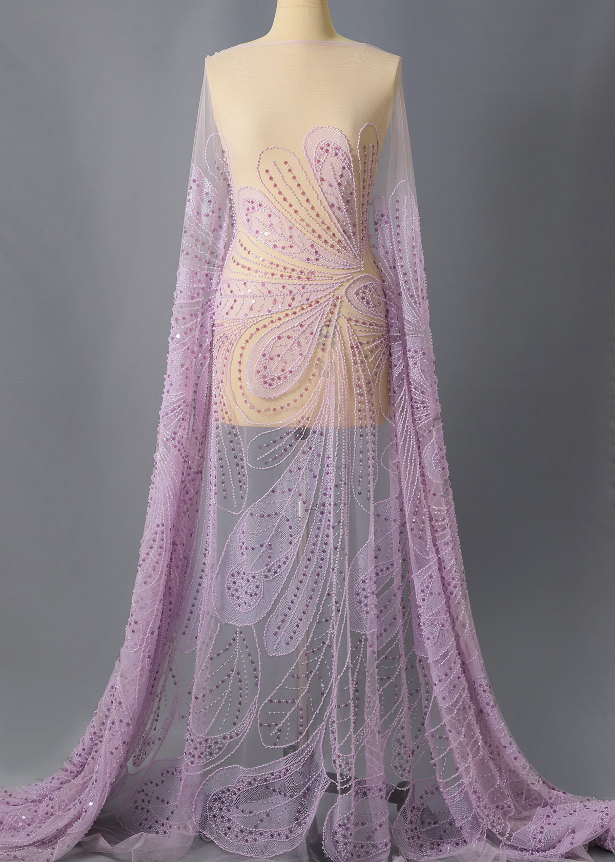 Yanzi colorful beaded lace dress fabric (YZZX279）