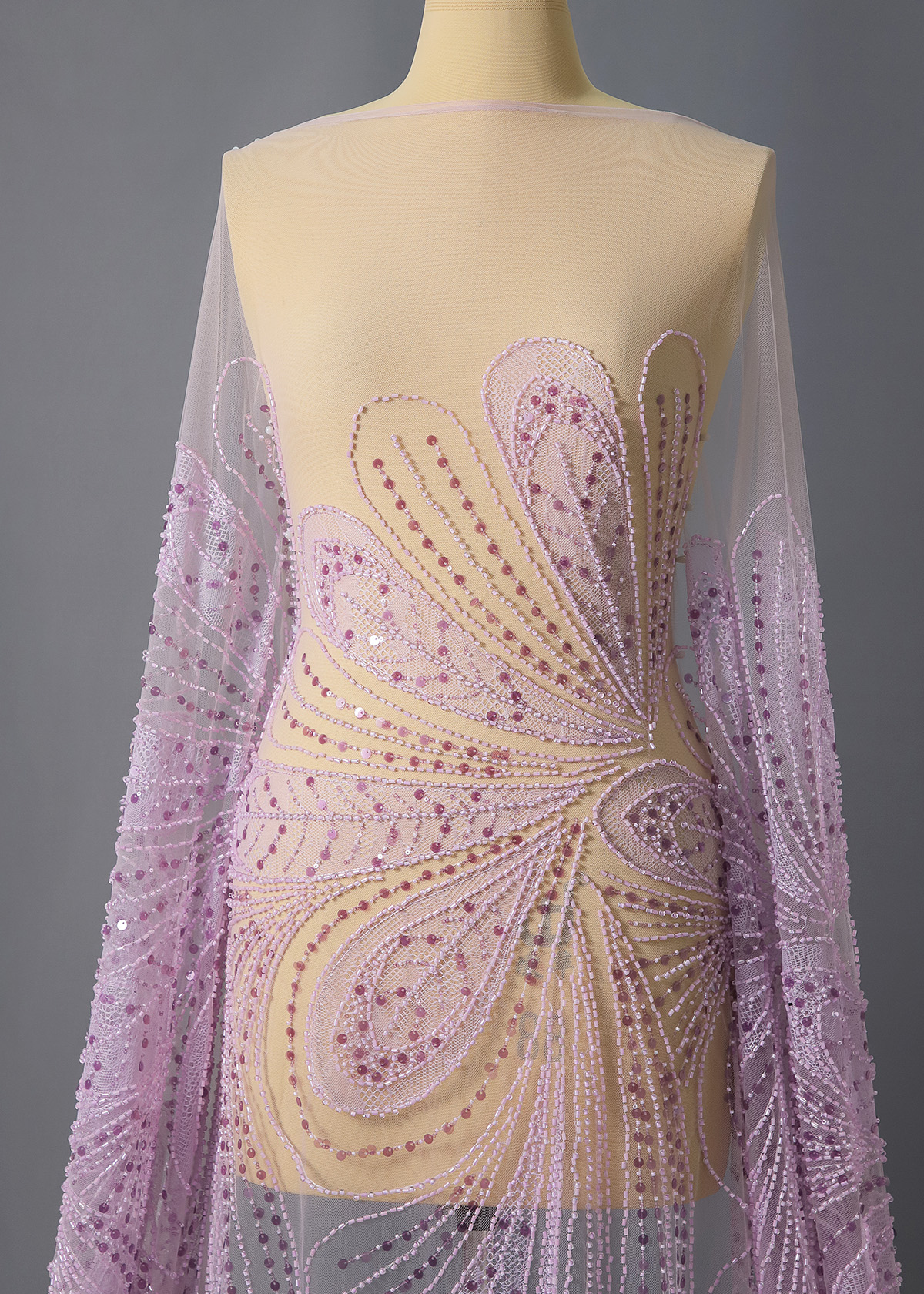 Yanzi colorful beaded lace dress fabric (YZZX279）