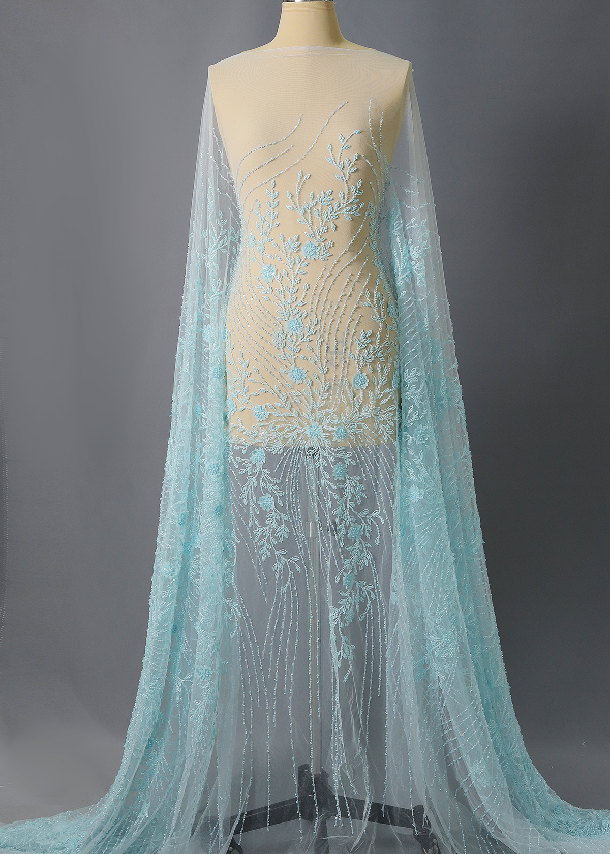 Yanzi colorful beaded lace dress fabric (YZZX243）