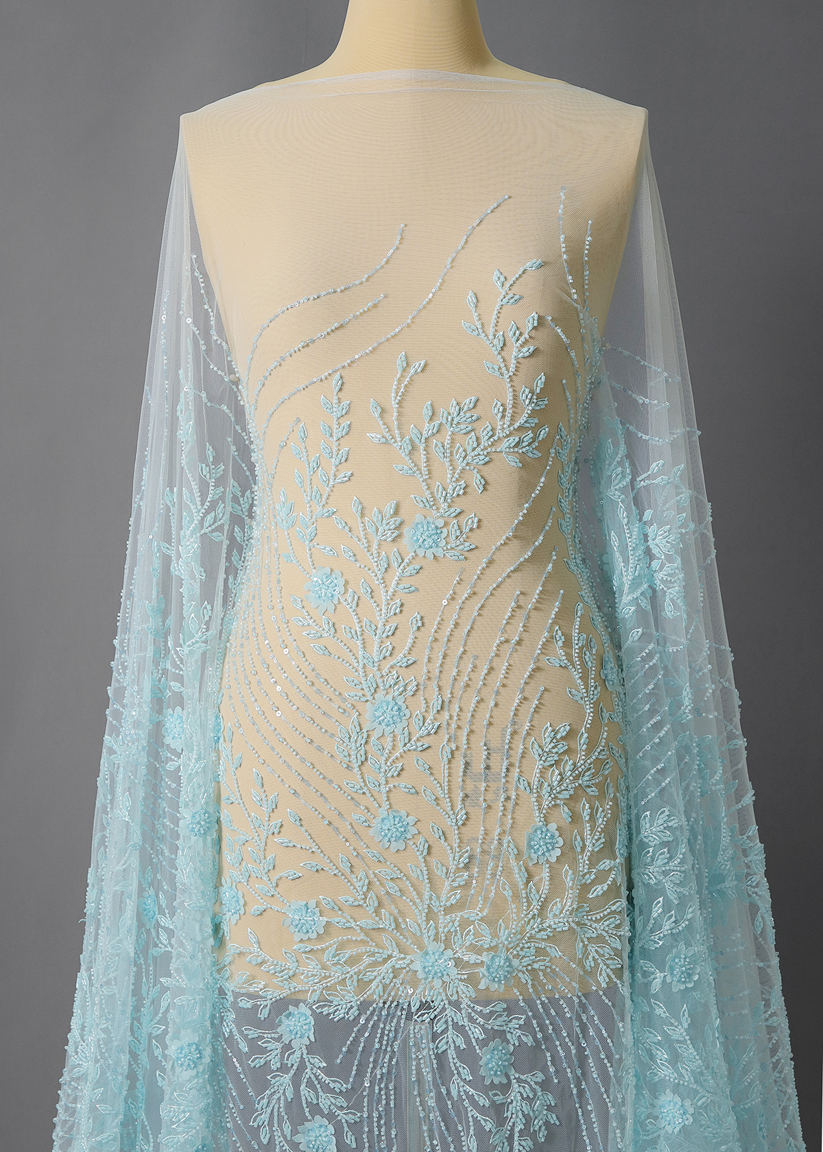 Yanzi colorful beaded lace dress fabric (YZZX243）