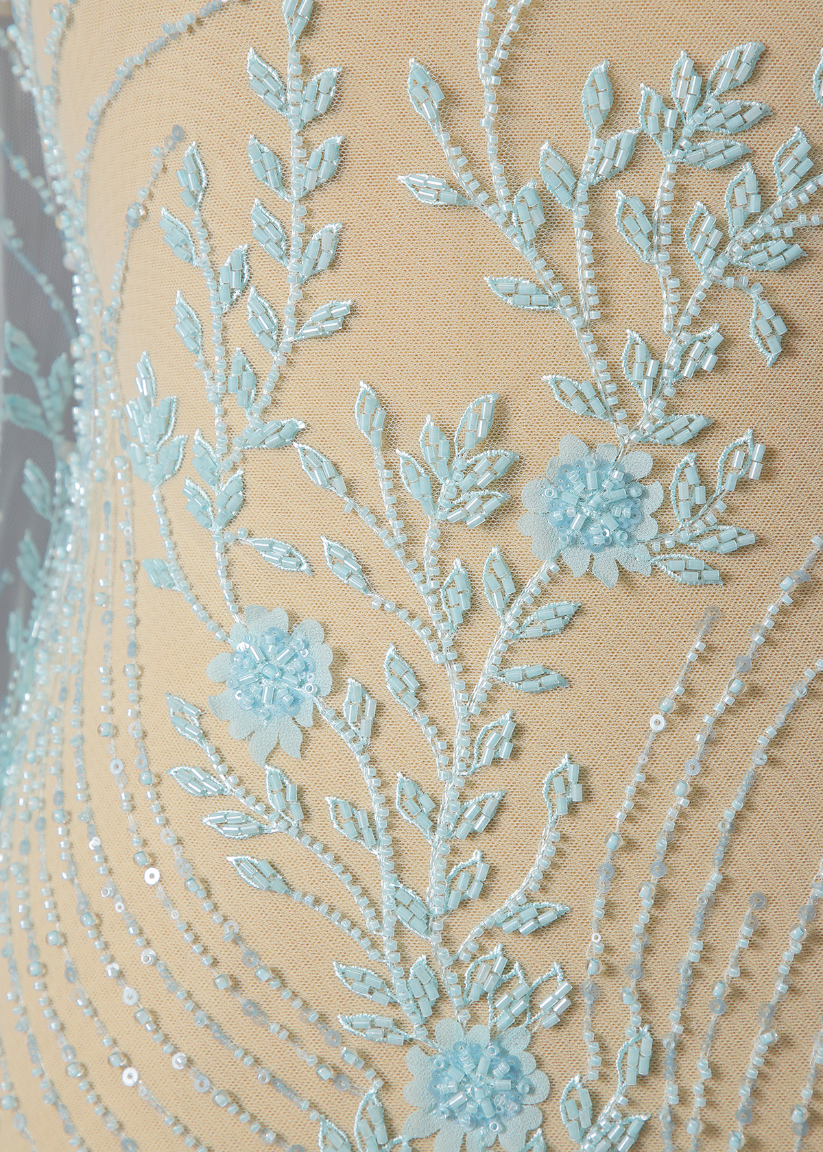 Yanzi colorful beaded lace dress fabric (YZZX243）