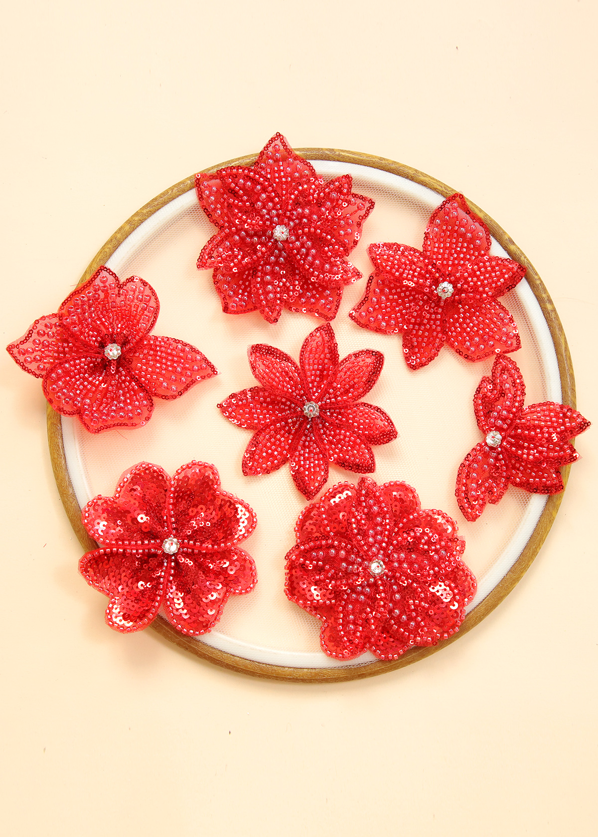 Yanzi Handmade 3d Flower Sequin Beads Applique(YZX179-185)