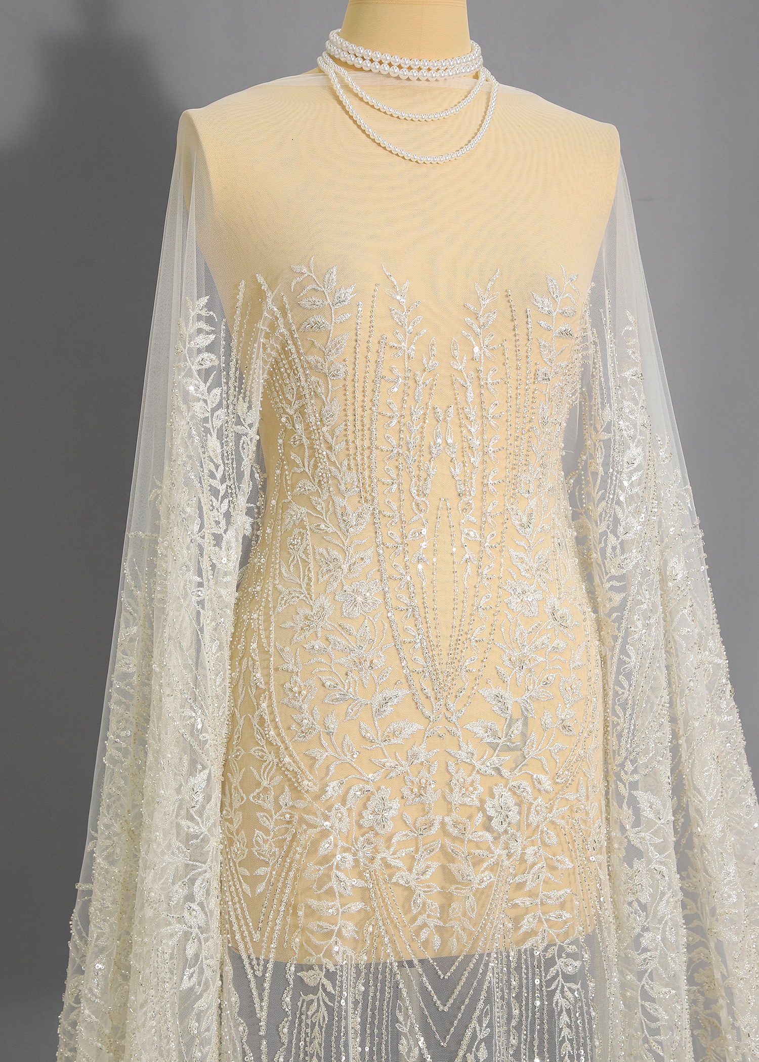 Yanzi floral beaded sequin embroidered lace (YZZX741A)