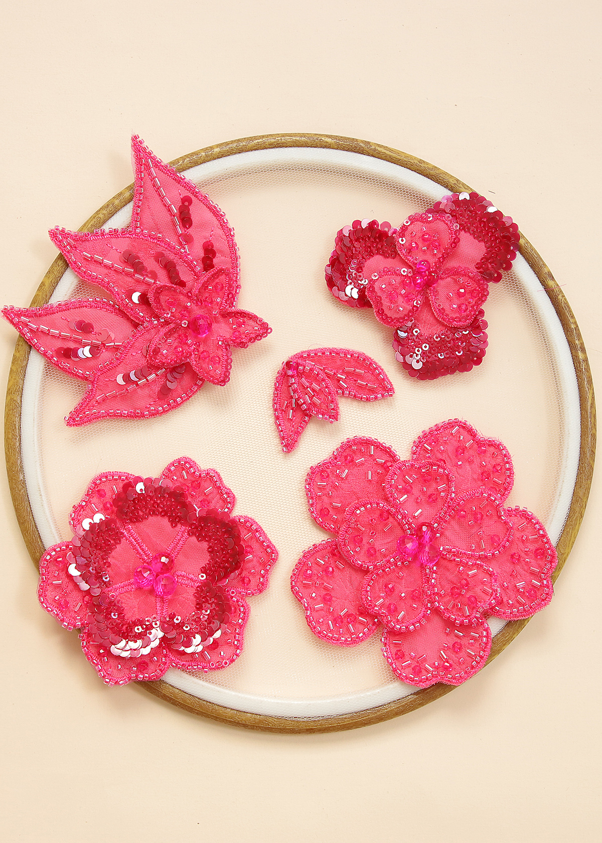 Yanzi Handmade 3d Flower Sequin Beads Applique(YZX173)