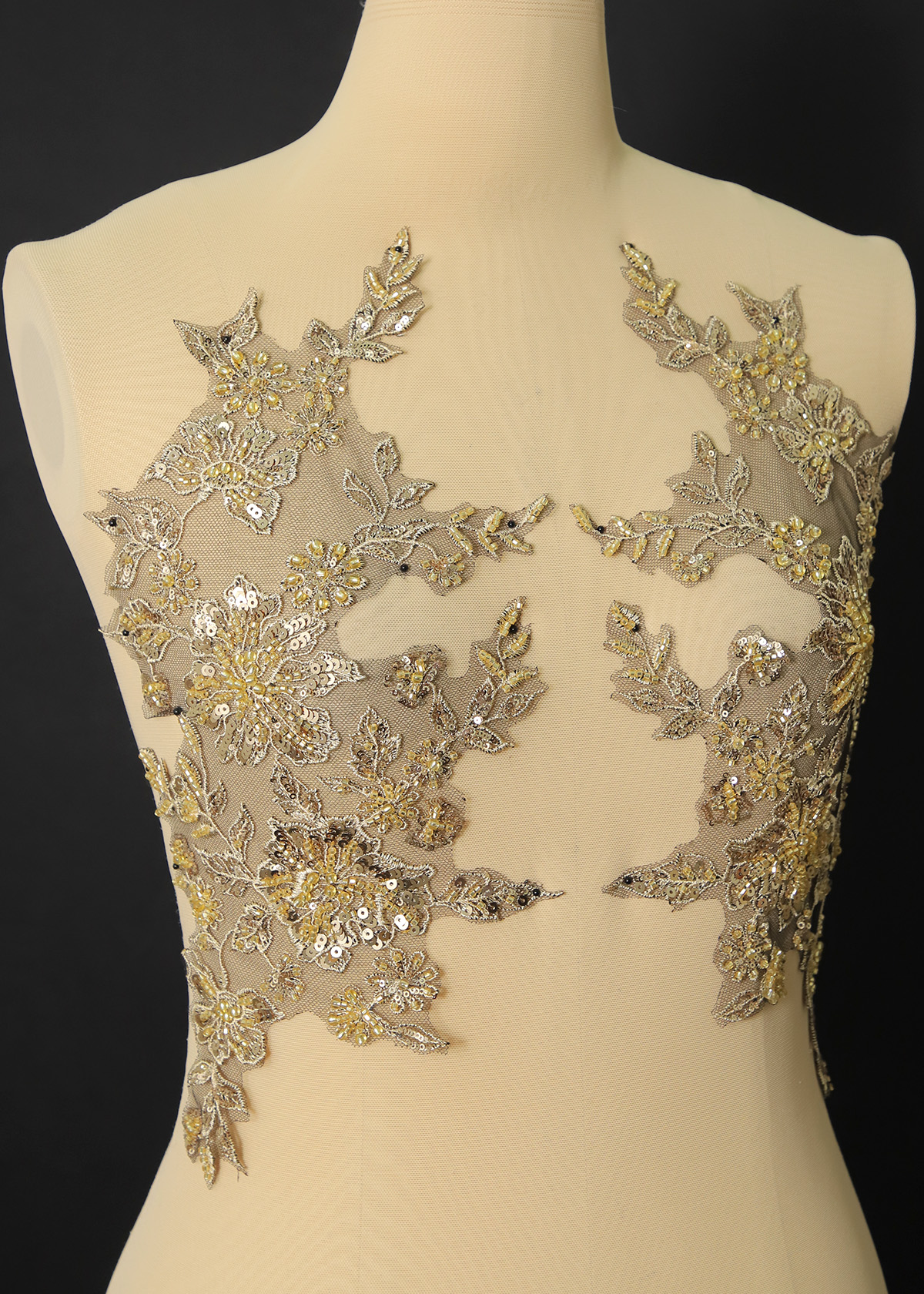 Yanzi beaded sequin embroidery applique floral (YZOH223)