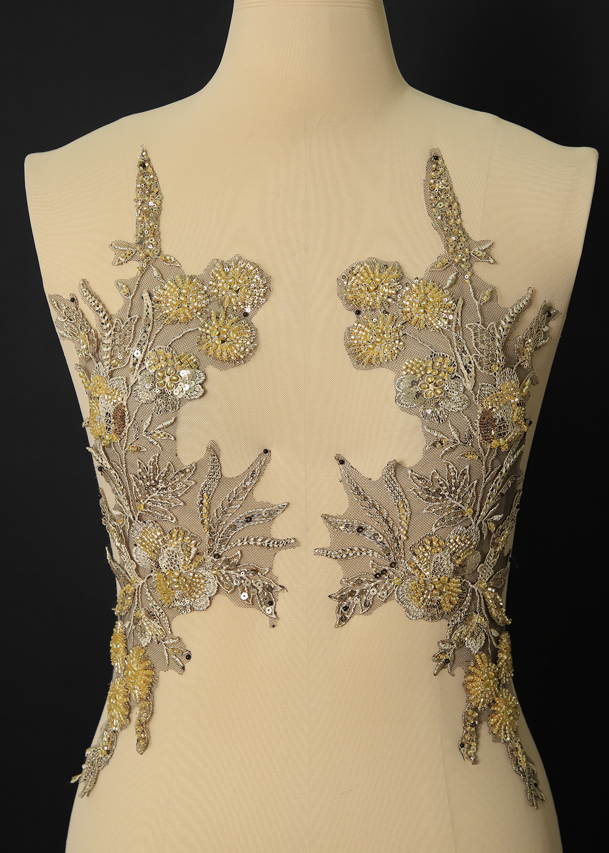 Yanzi beaded sequin embroidery applique floral (YZOH199)
