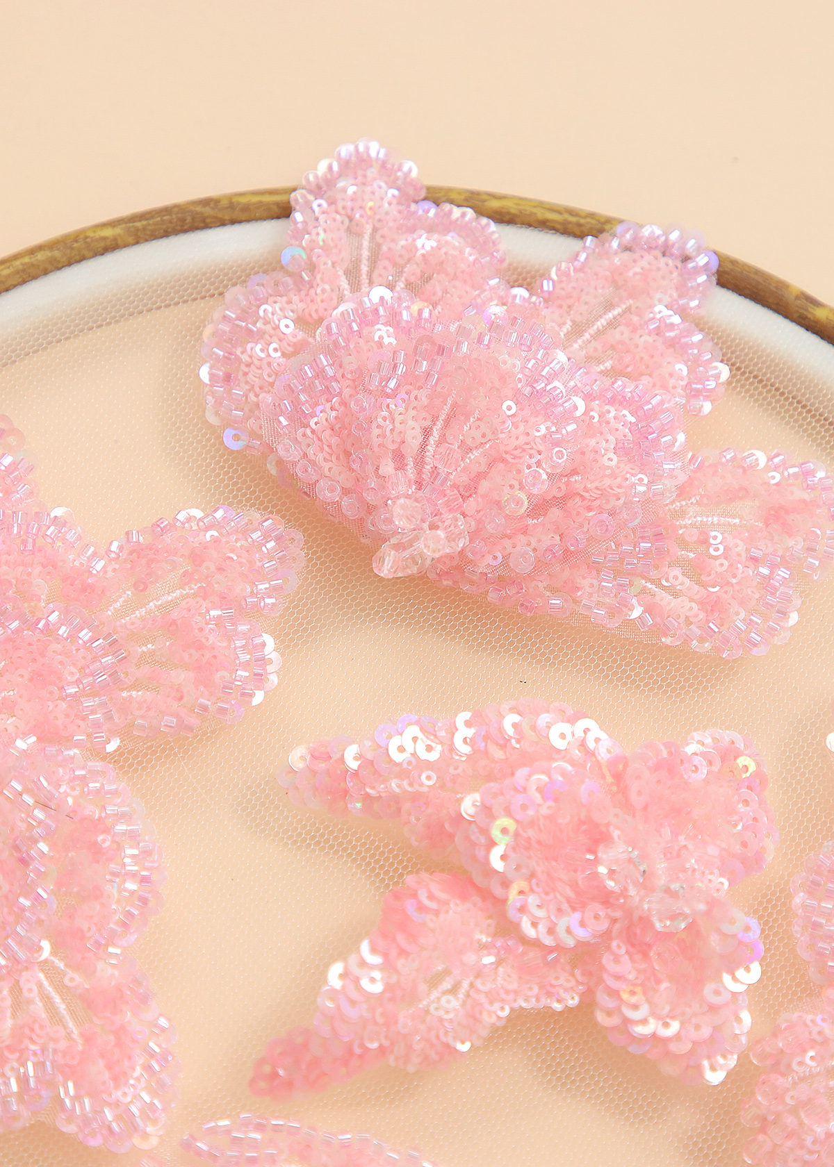 Yanzi Handmade 3d Flower Sequin Beads Applique(YZX202-206)