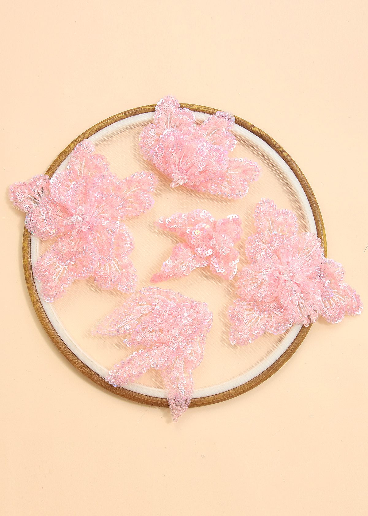 Yanzi Handmade 3d Flower Sequin Beads Applique(YZX202-206)