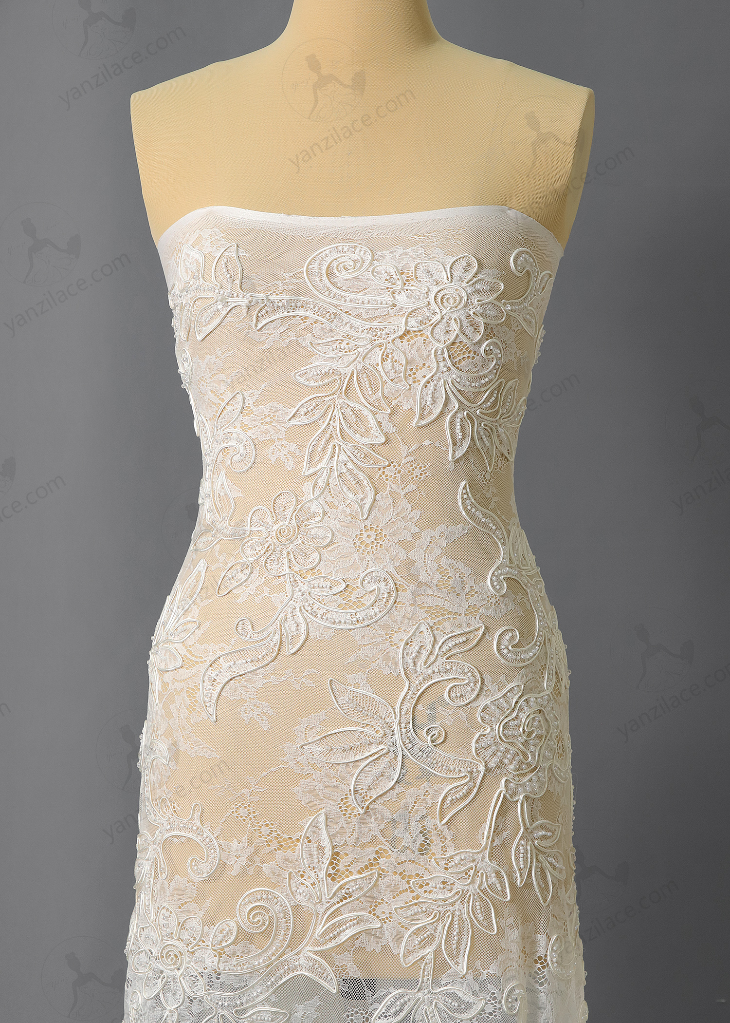 Yanzi corded bead embroidered lace with sequin  (YZP015-1)