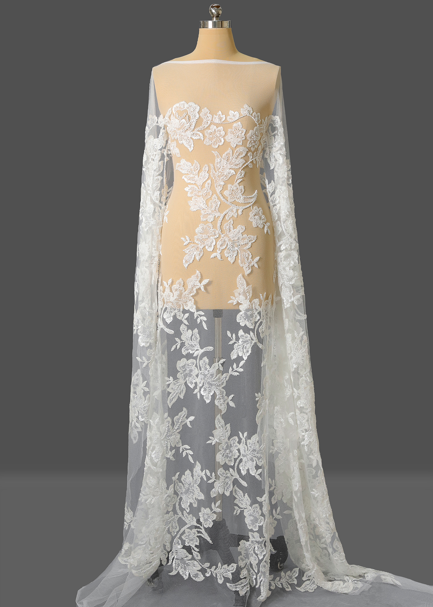 Yanzi bridal fabric luxury embroidery beads sequins lace (YZZX1027)