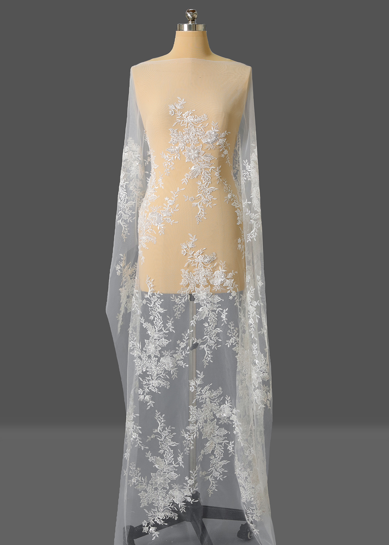 Yanzi bridal fabric luxury embroidery beads sequins lace (YZZX1030)