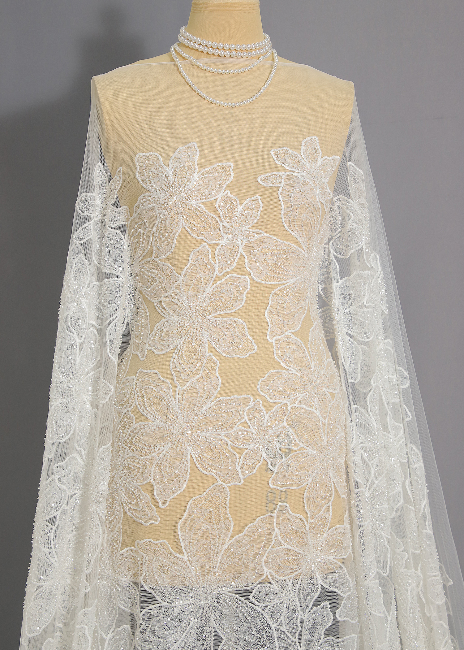 Yanzi floral beaded sequin embroidered lace (YZZX943)