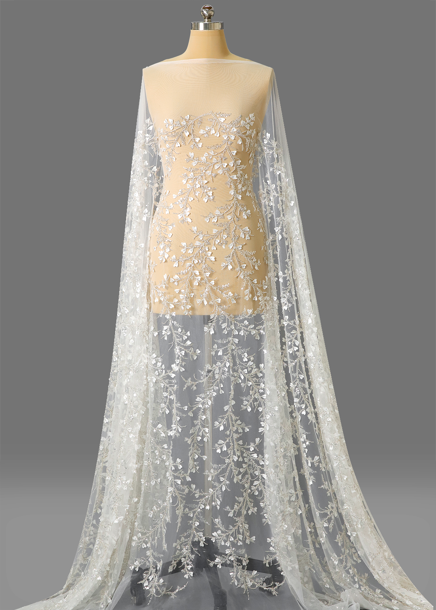 Yanzi floral Laser beaded sequin embroidered lace (YZZX030)