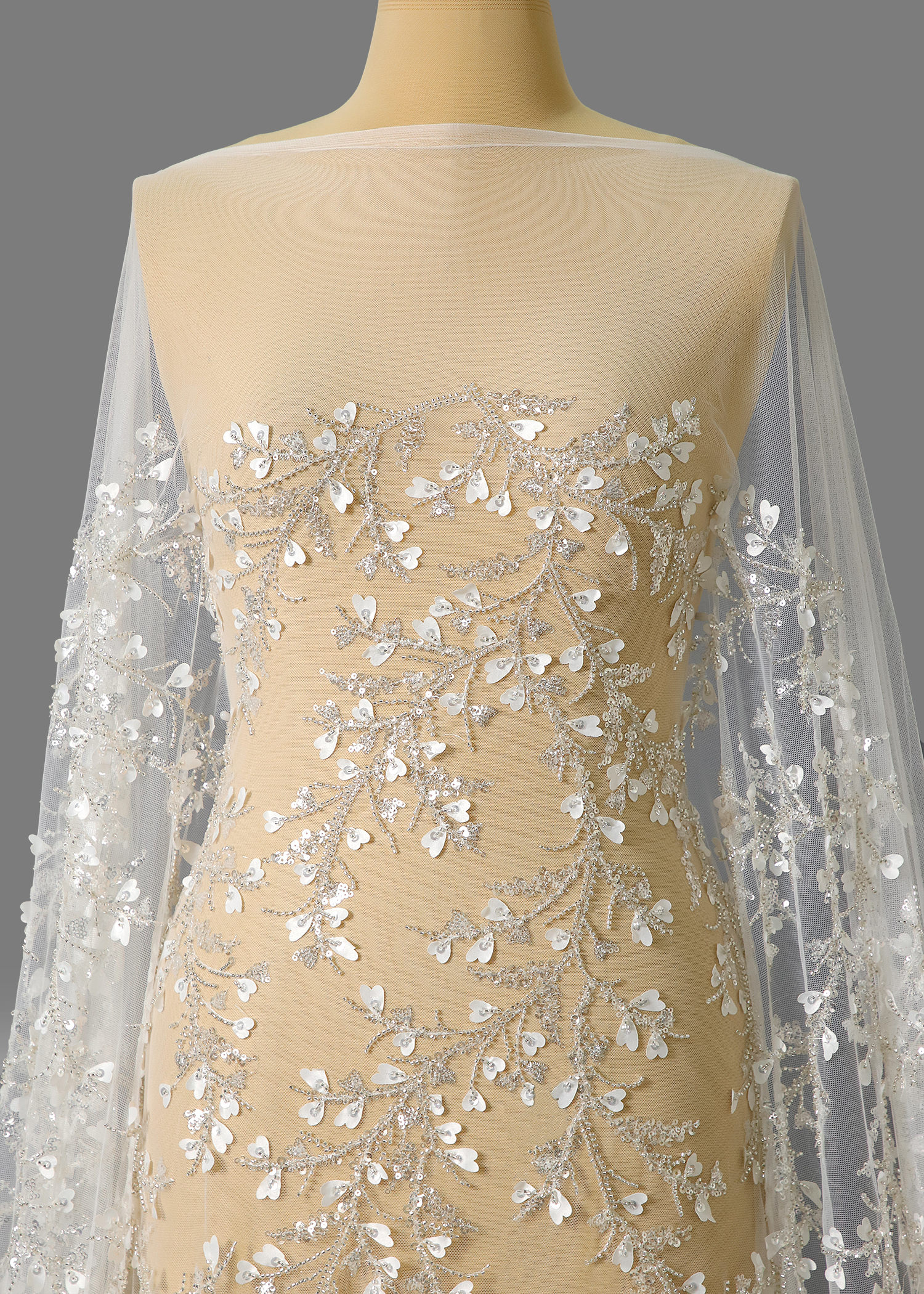 Yanzi floral Laser beaded sequin embroidered lace (YZZX030)