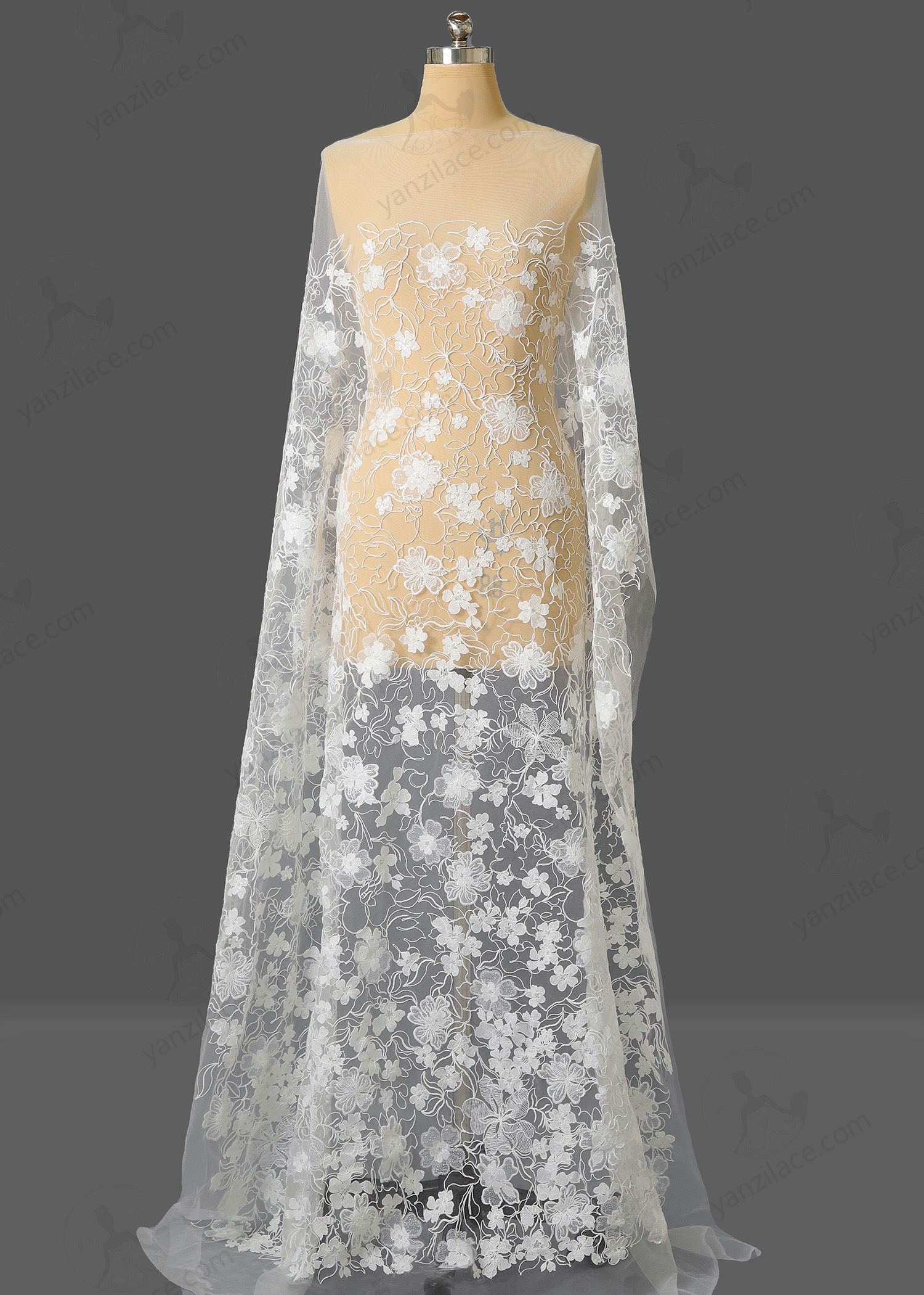 Yanzi corded bead embroidered lace with sequin  (YZC013)