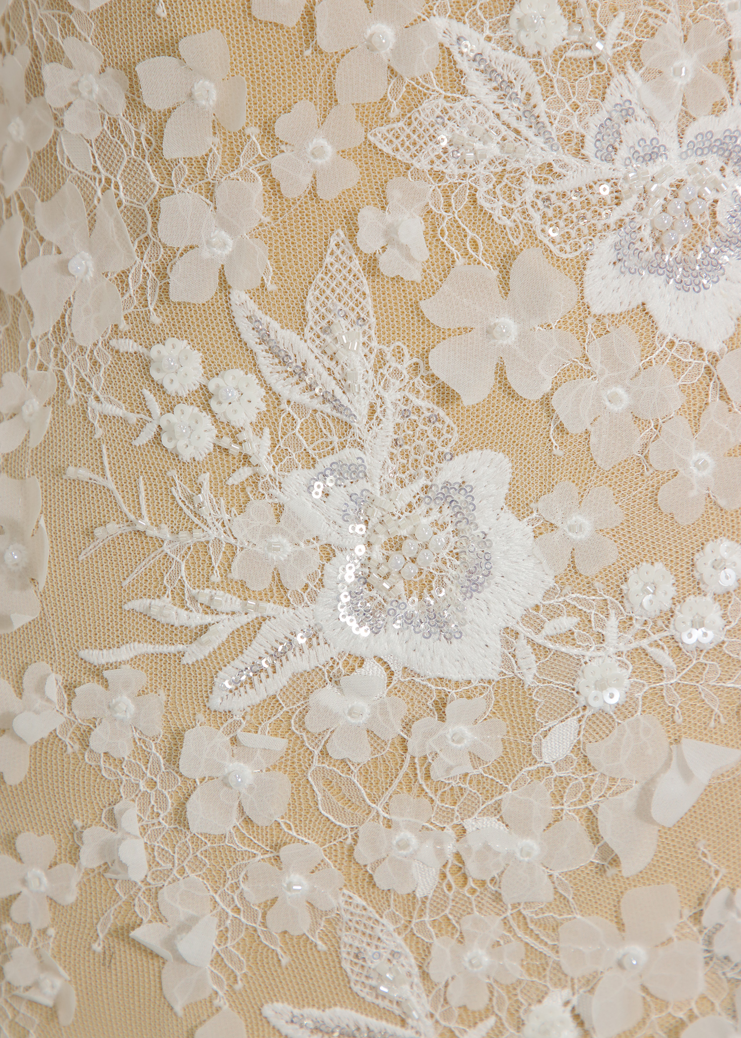 Yanzi 3D floral embroidered lace with beaded sequin  (YZ3DX035）