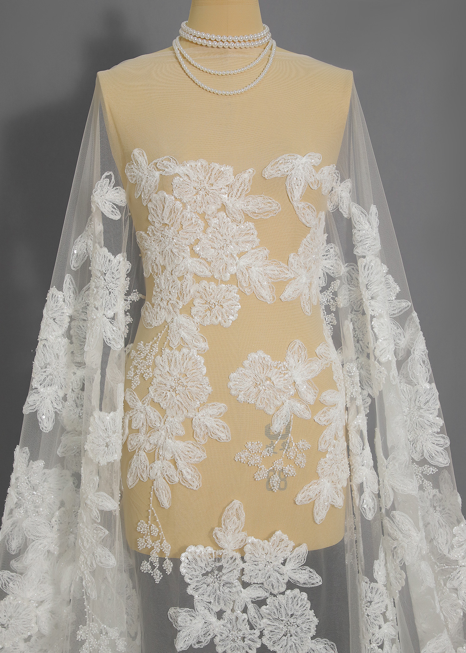 Yanzi Ribbon Embroidery luxury beads sequins Lace (YZP017)