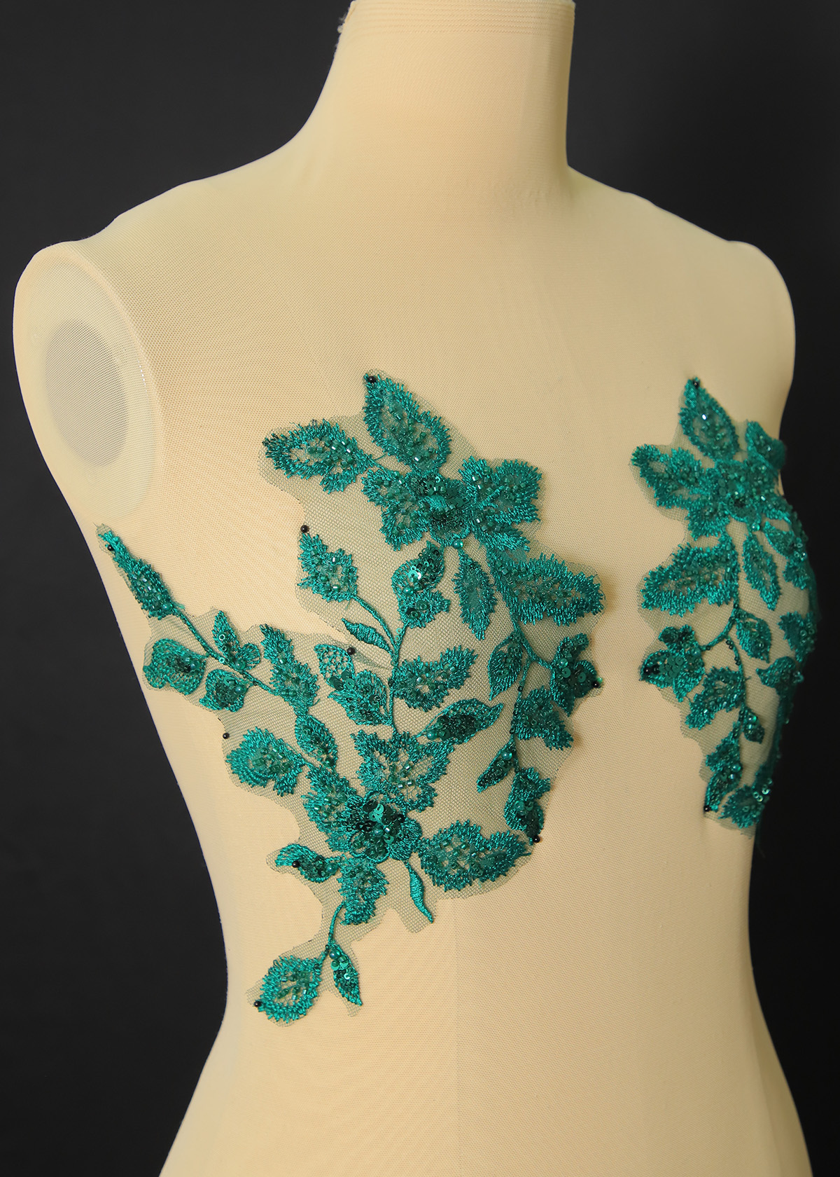 Yanzi beaded sequin embroidery applique floral (YZOH206)