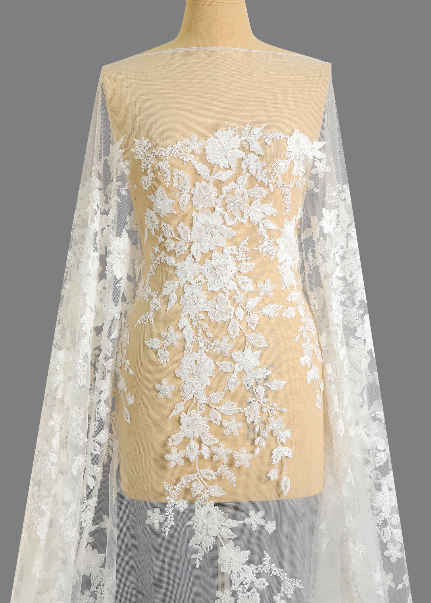 Yanzi floral Laser beaded sequin embroidered lace (YZZX479)