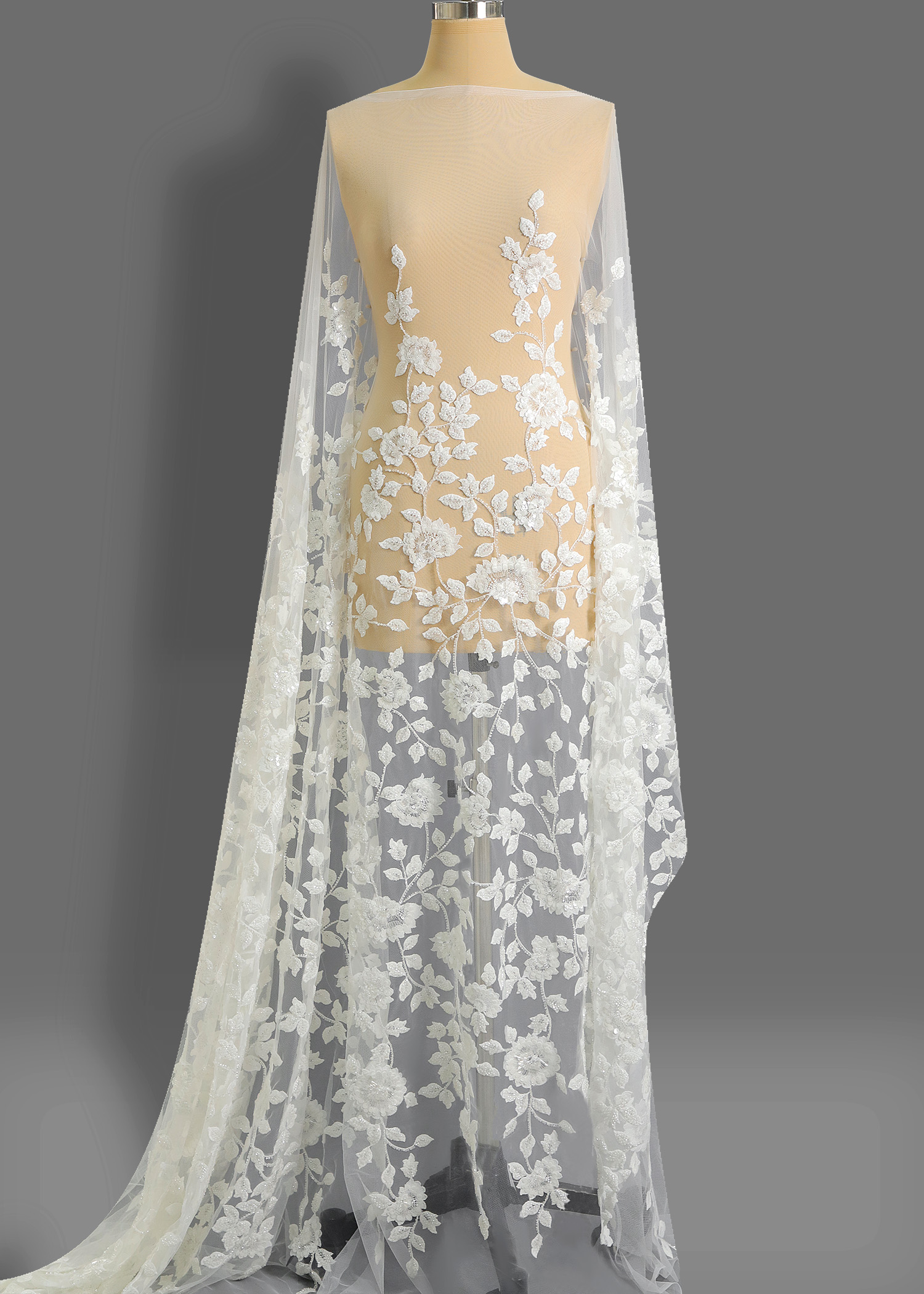 Yanzi floral Laser beaded sequin embroidered lace (YZZX335)