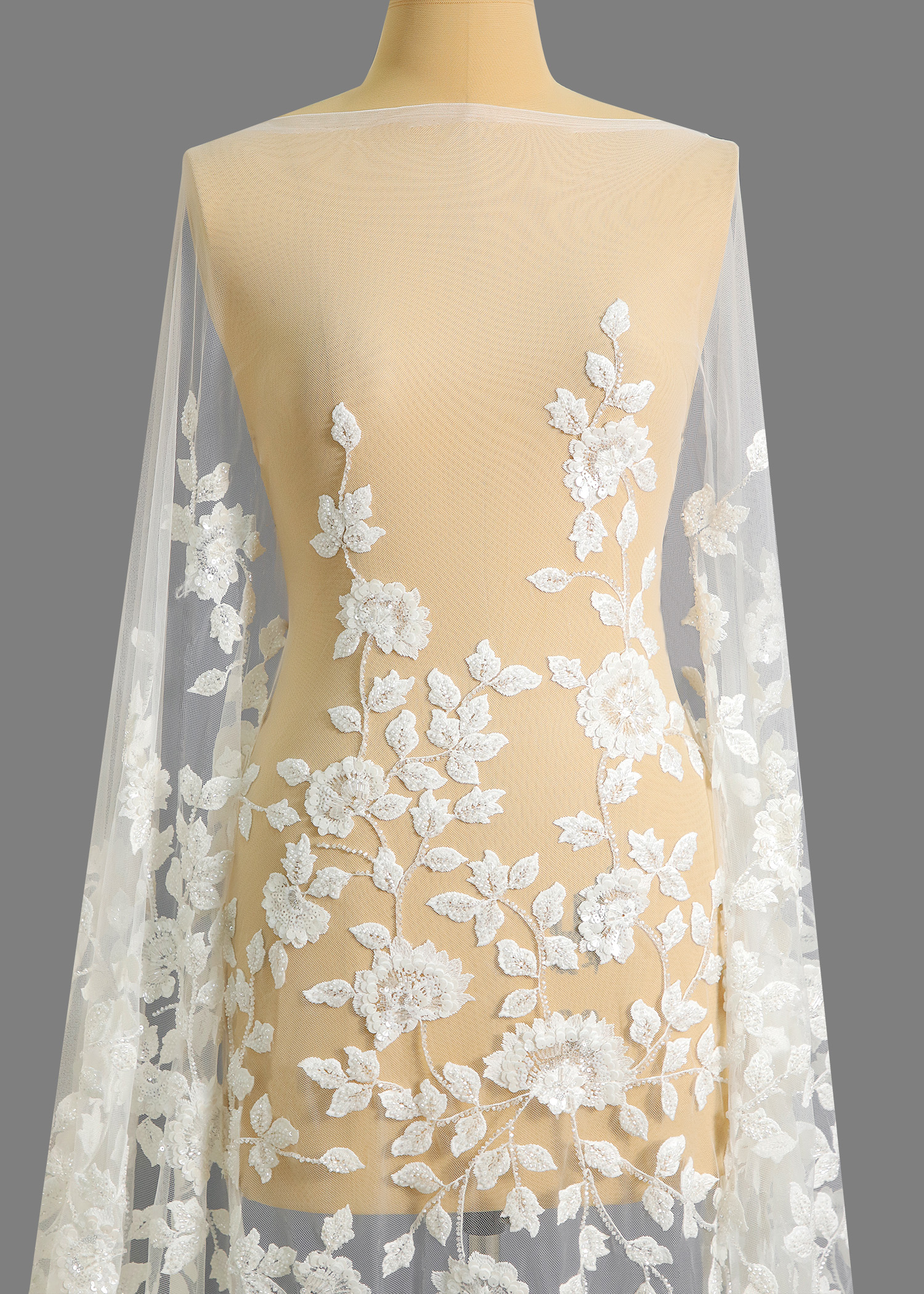 Yanzi floral Laser beaded sequin embroidered lace (YZZX335)