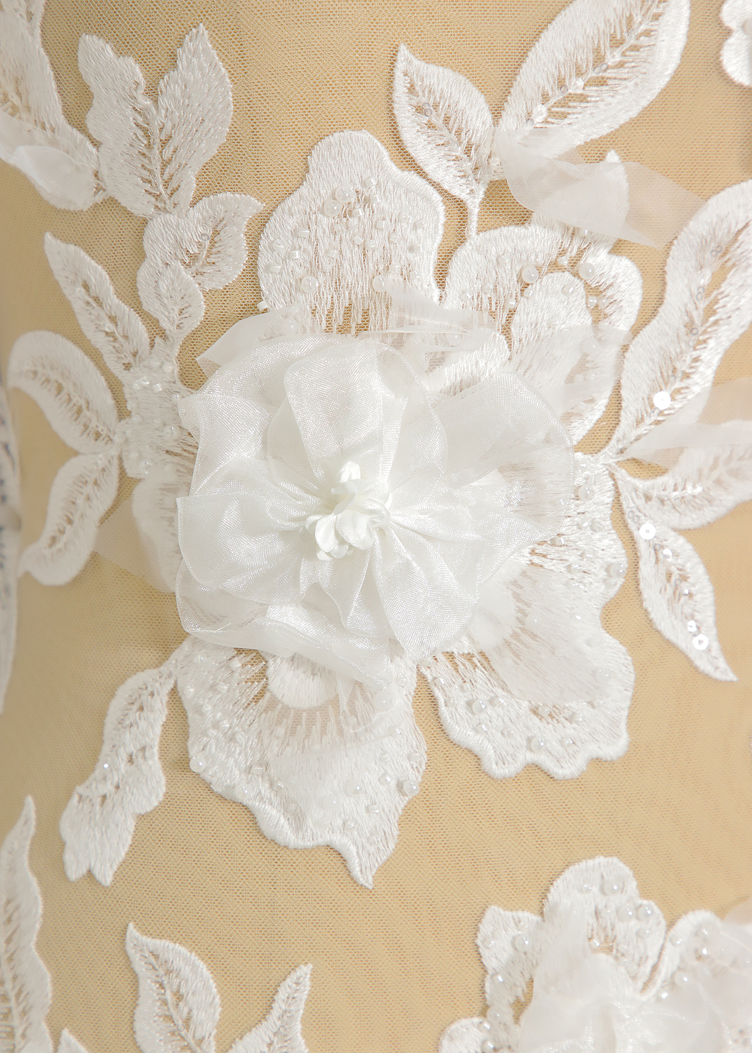 Yanzi 3D floral embroidered lace with beaded sequin  (YZ3DX014)