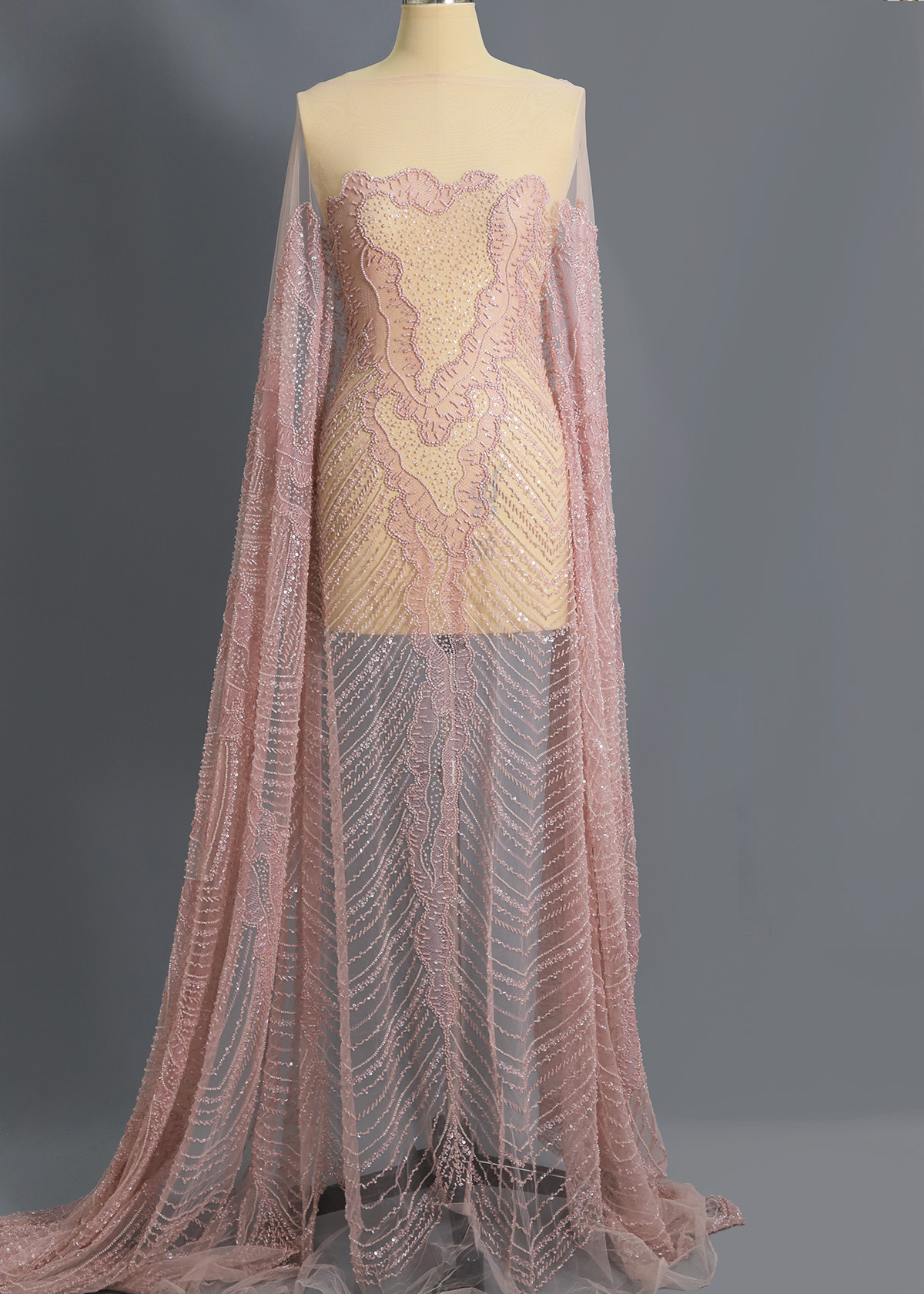 Yanzi colorful beaded lace dress fabric (YZZX266）