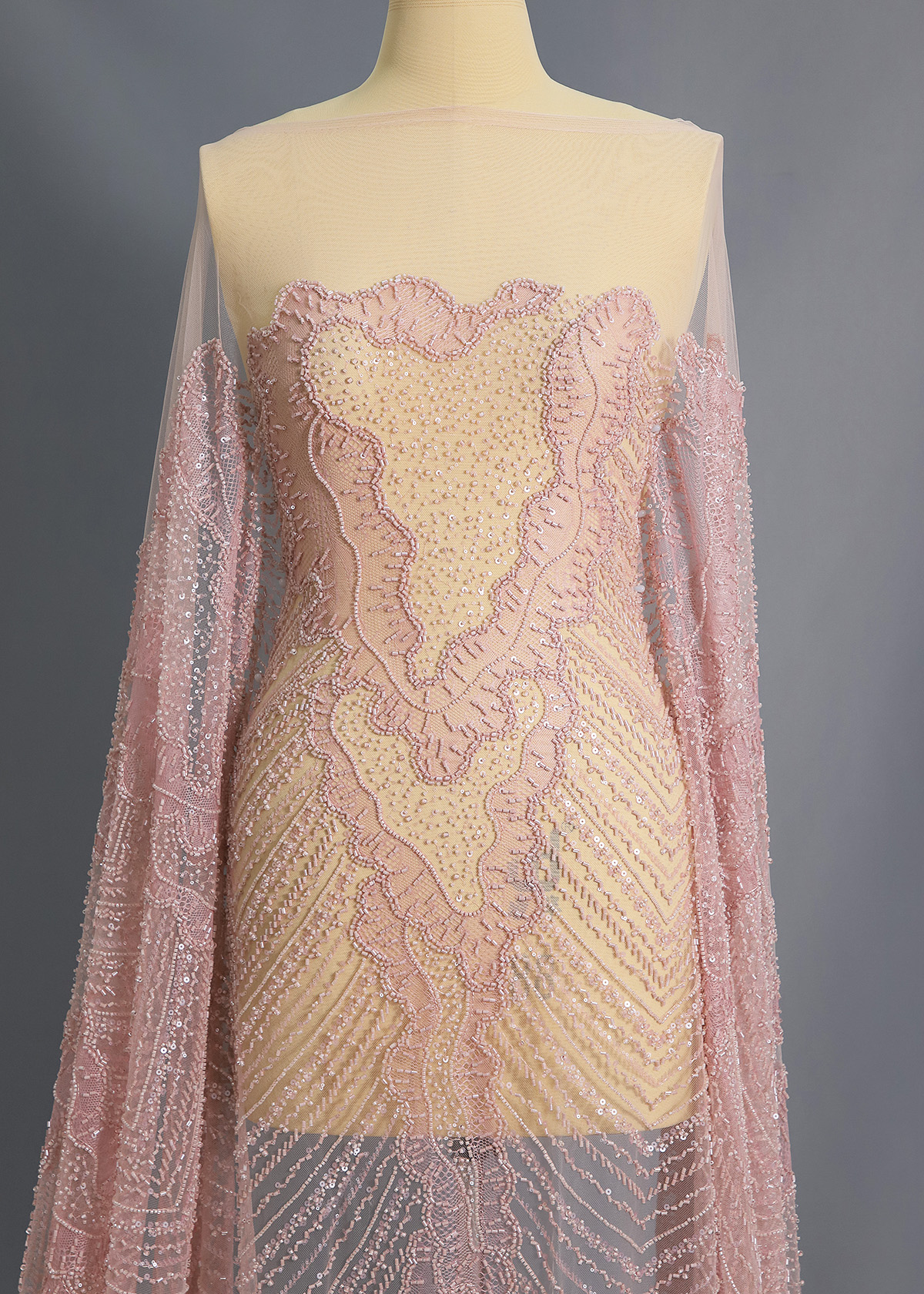 Yanzi colorful beaded lace dress fabric (YZZX266）