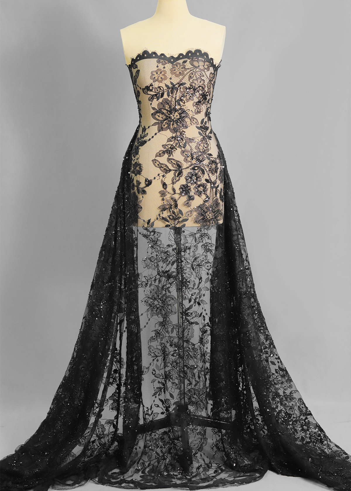 Yanzi Eyelash lace with bead embroidery fabric (YZZX930）