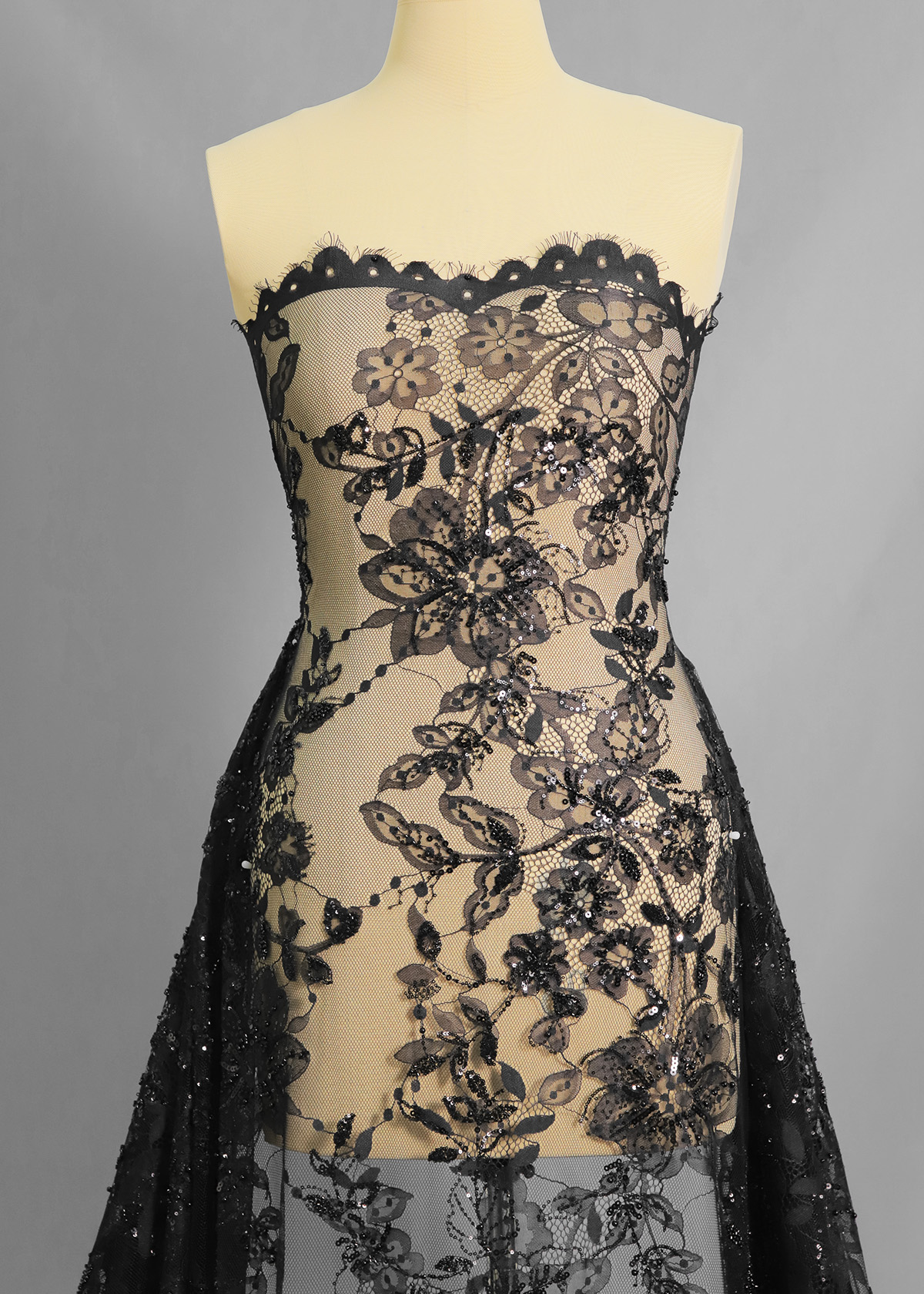 Yanzi Eyelash lace with bead embroidery fabric (YZZX930）