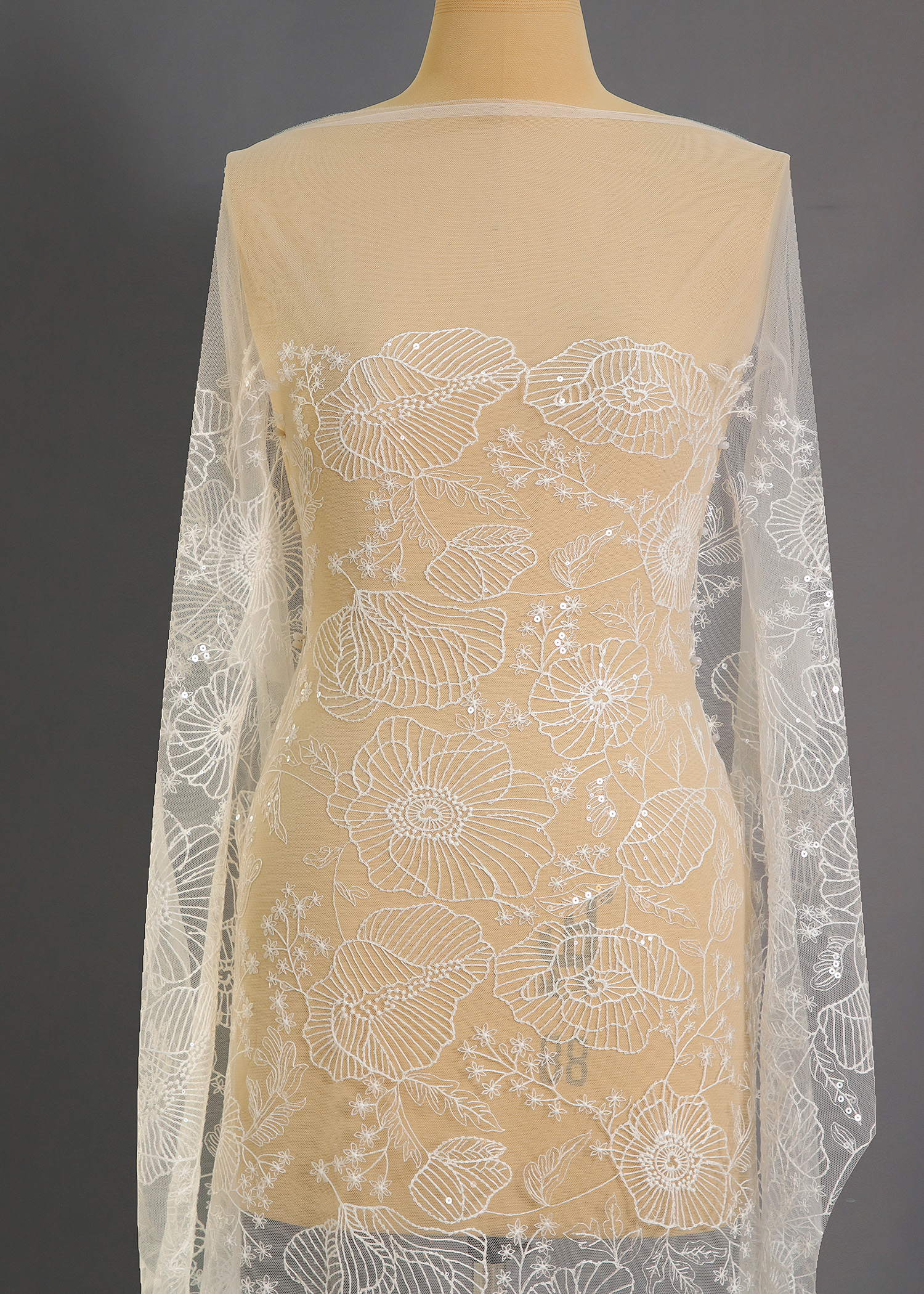 Yanzi bridal fabric luxury embroidery beads sequins lace (YZZX1026)